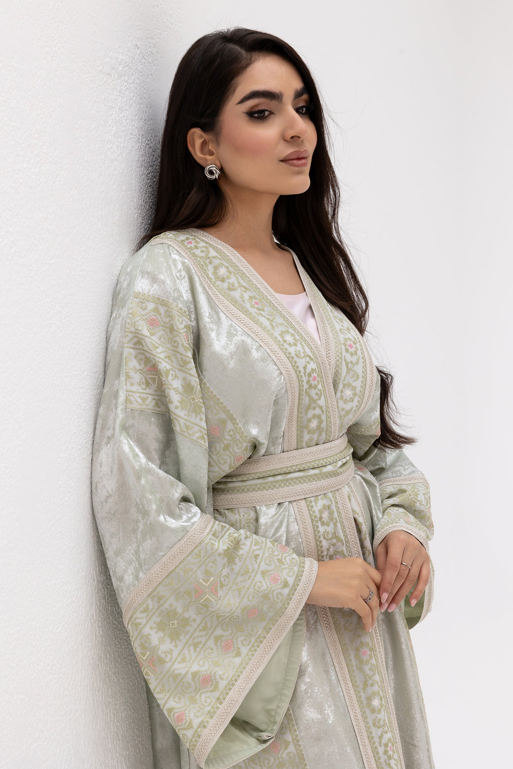 Light Mint Embroidered Abaya