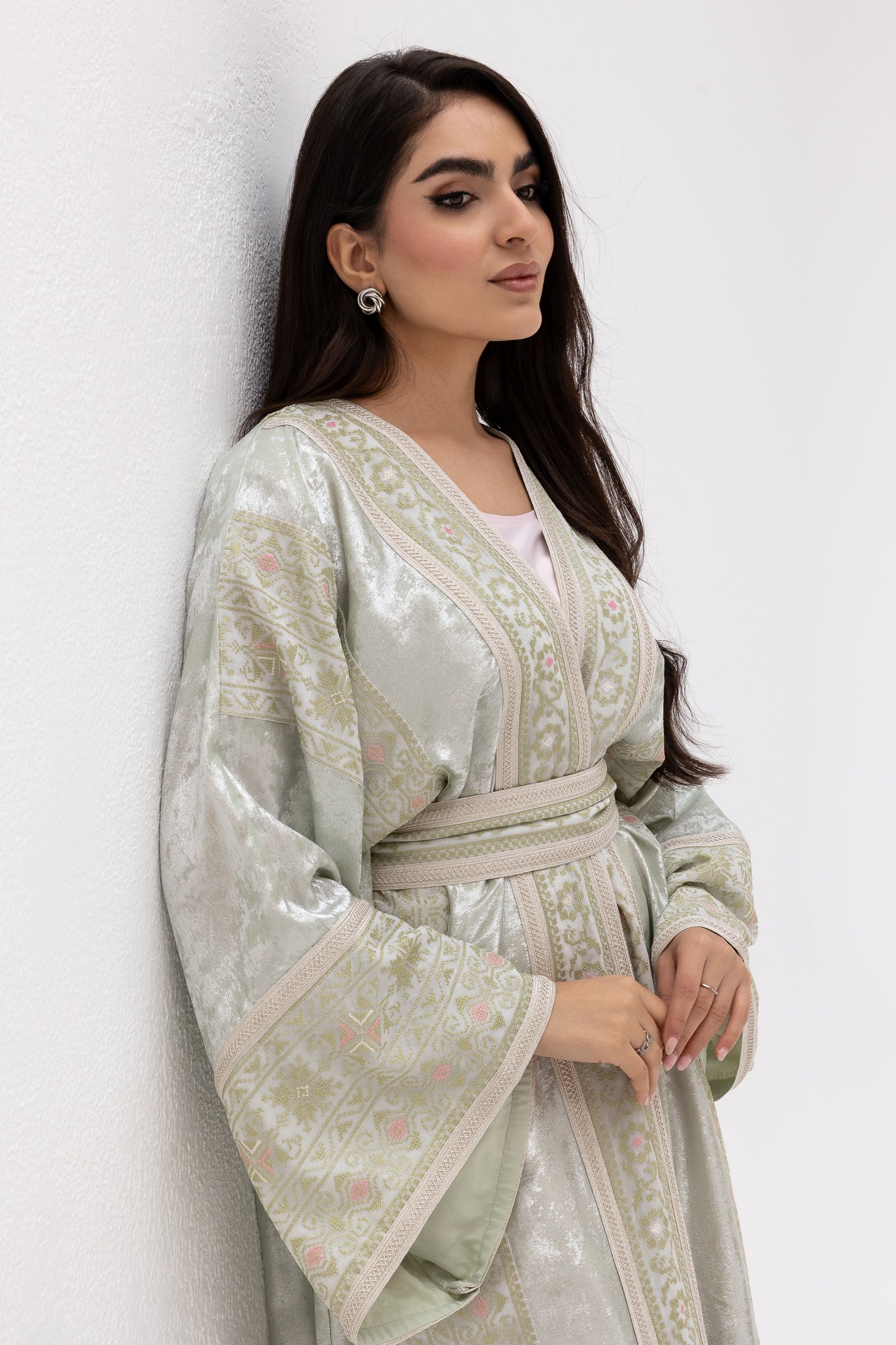 Light Mint Embroidered Abaya