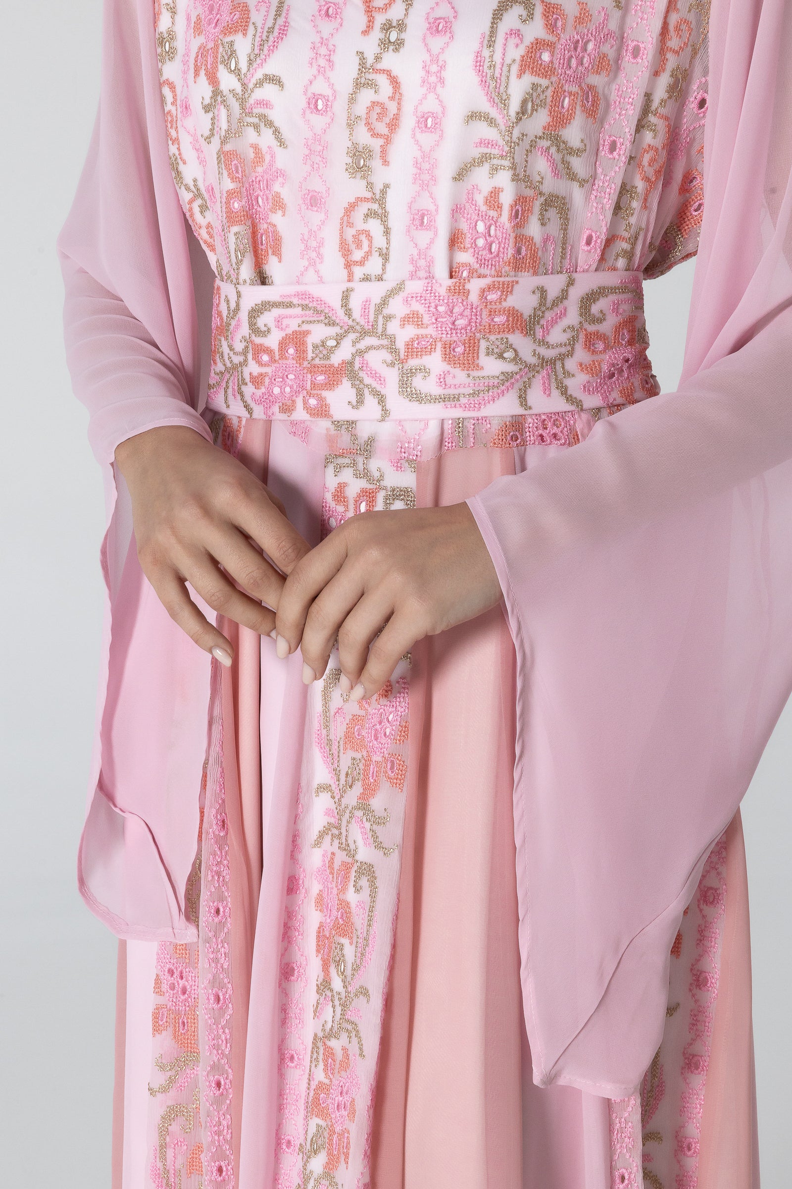 Pink Dress with Floral Embroidery