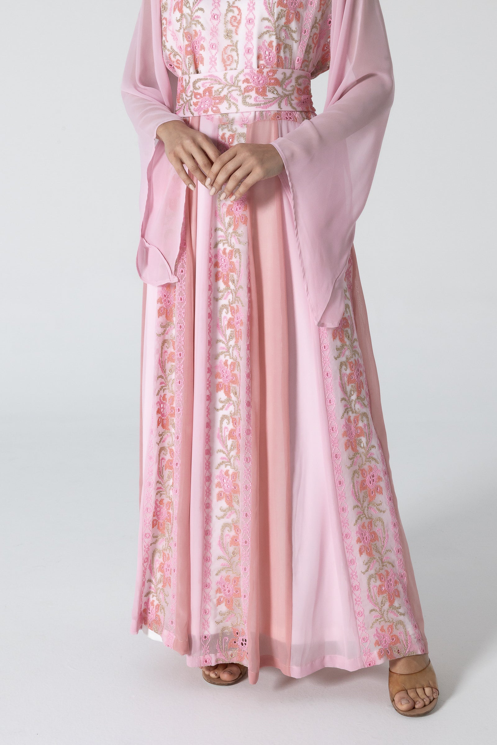 Pink Dress with Floral Embroidery