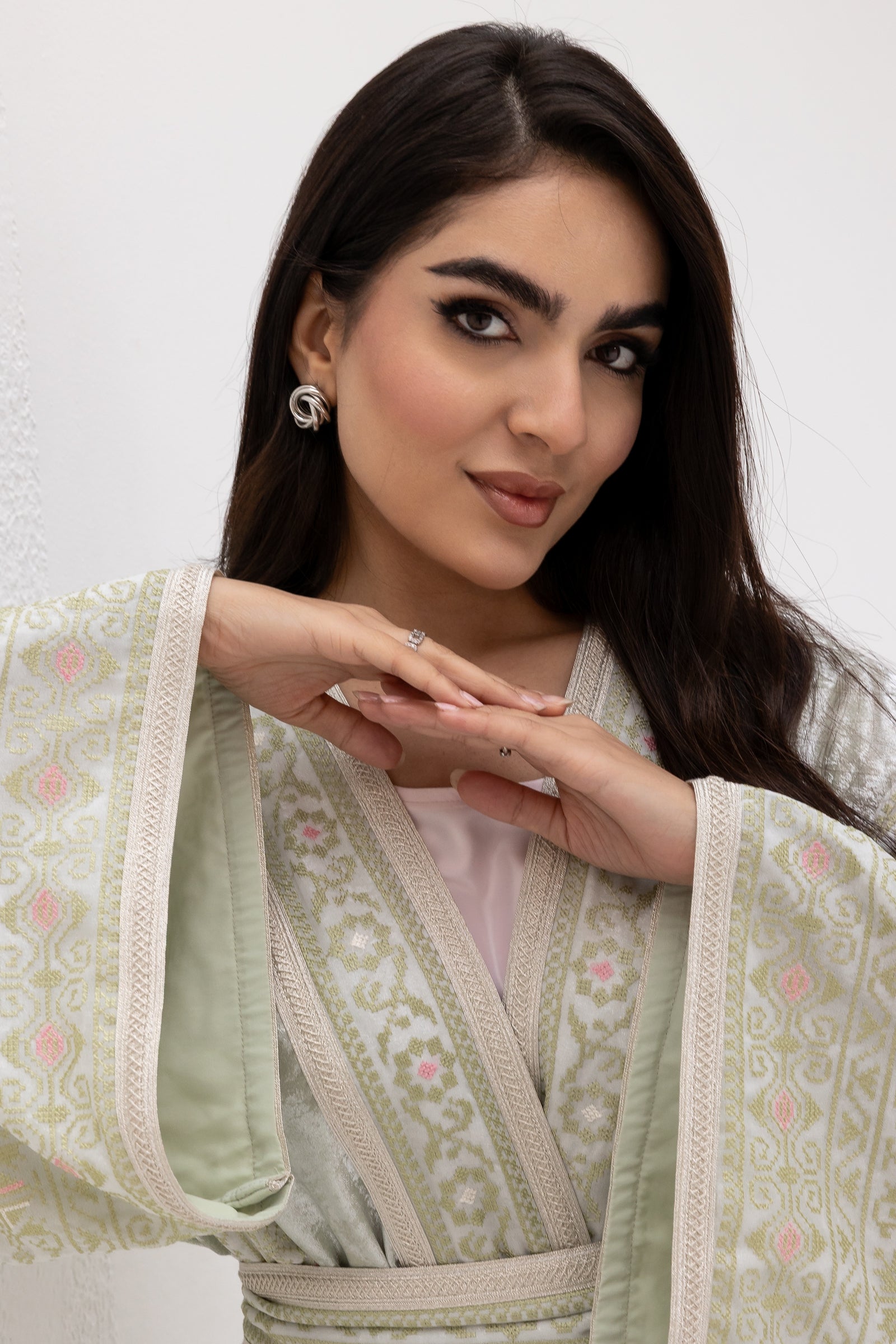 Light Mint Embroidered Abaya