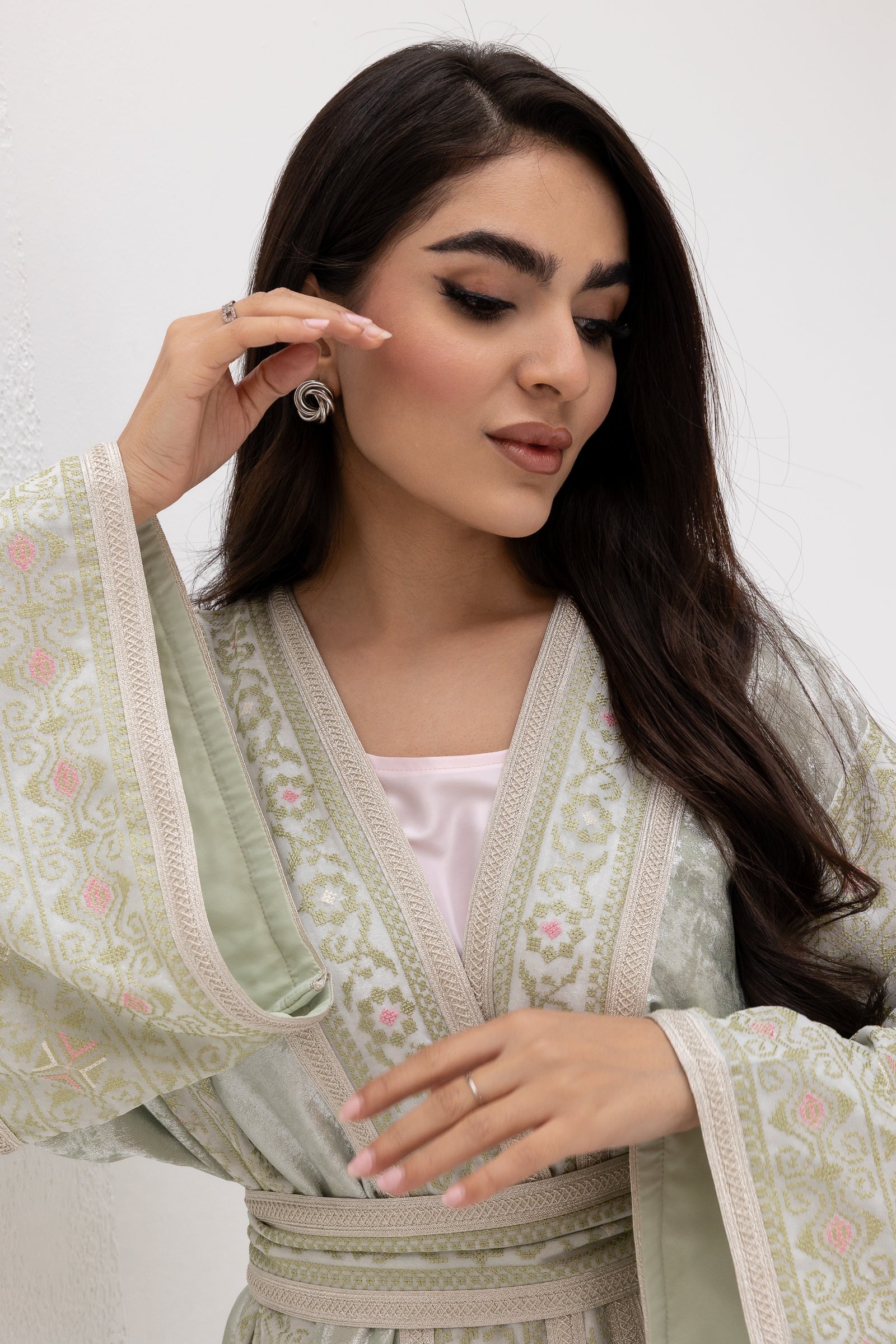 Light Mint Embroidered Abaya