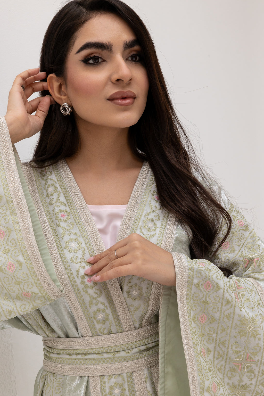 Light Mint Embroidered Abaya