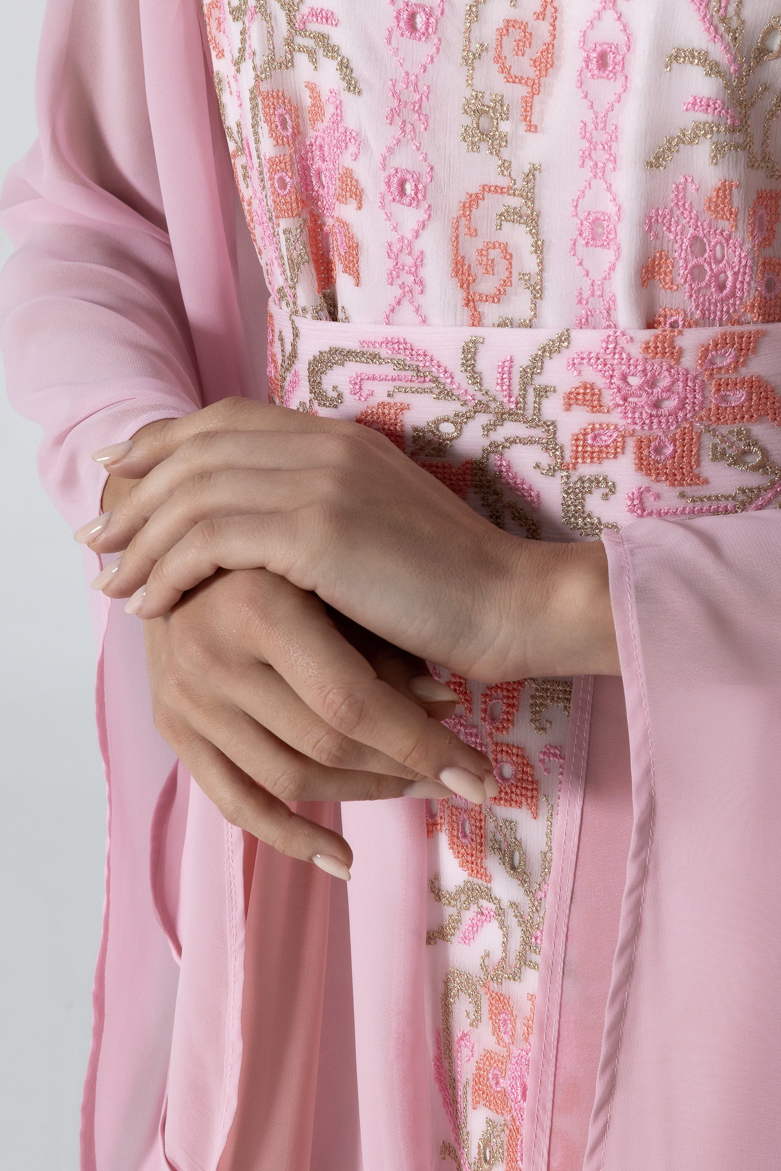 Pink Dress with Floral Embroidery