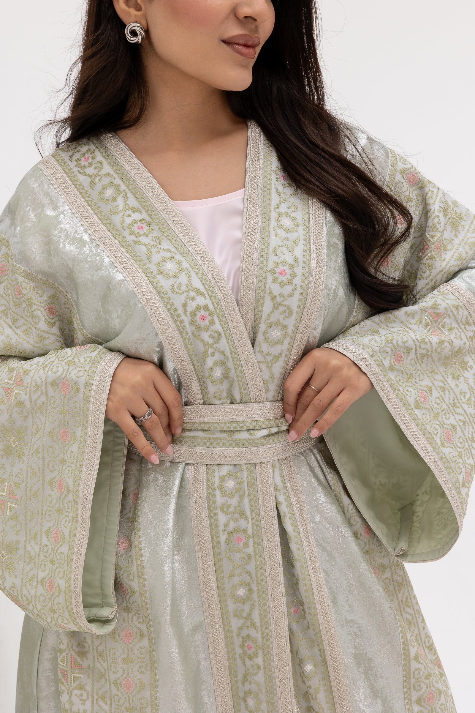 Light Mint Embroidered Abaya