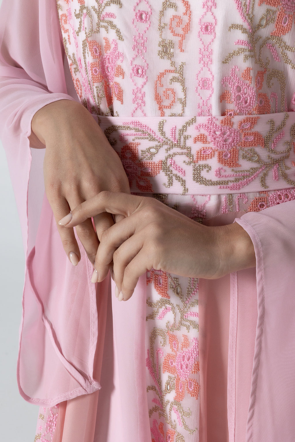 Pink Dress with Floral Embroidery