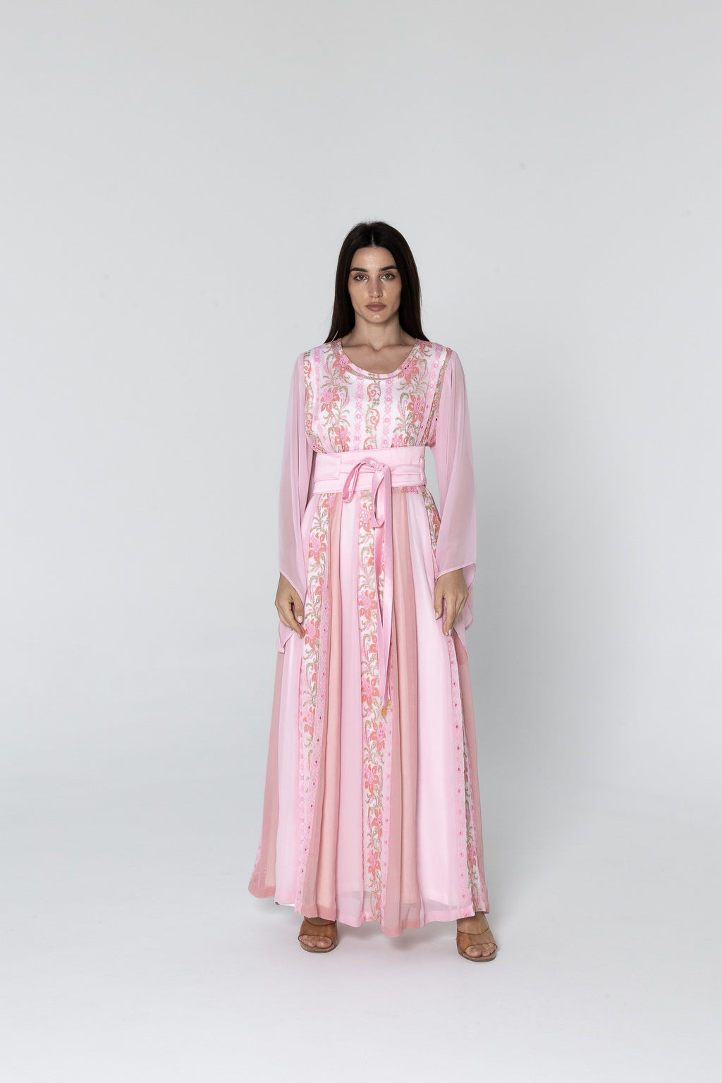 Pink Dress with Floral Embroidery