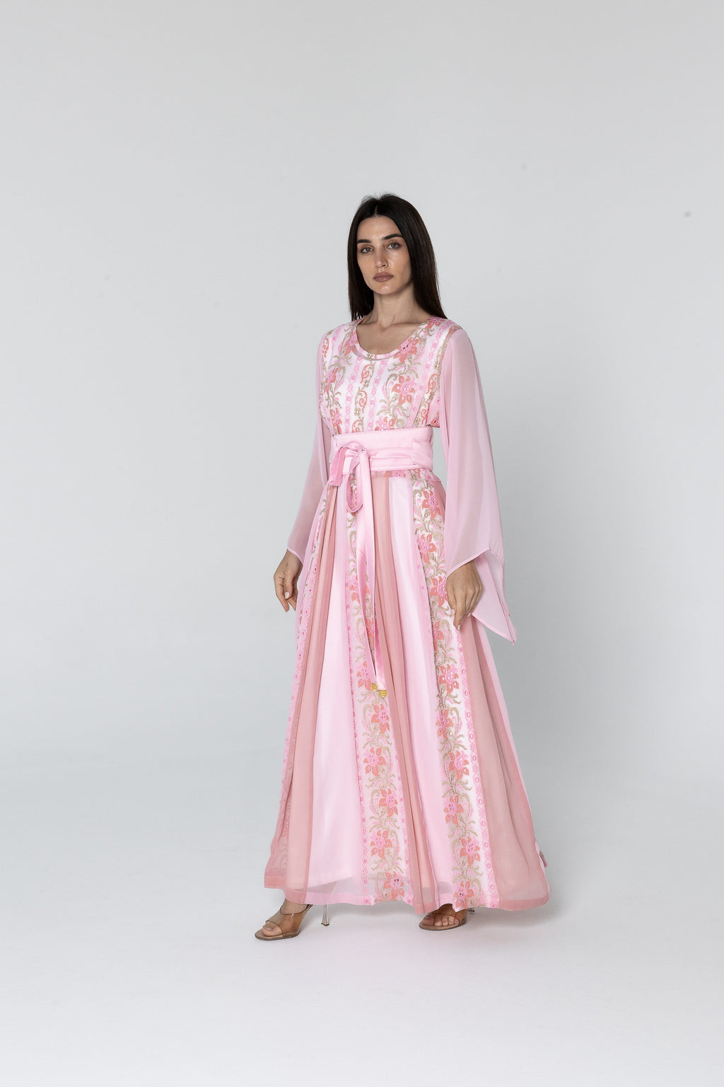 Pink Dress with Floral Embroidery