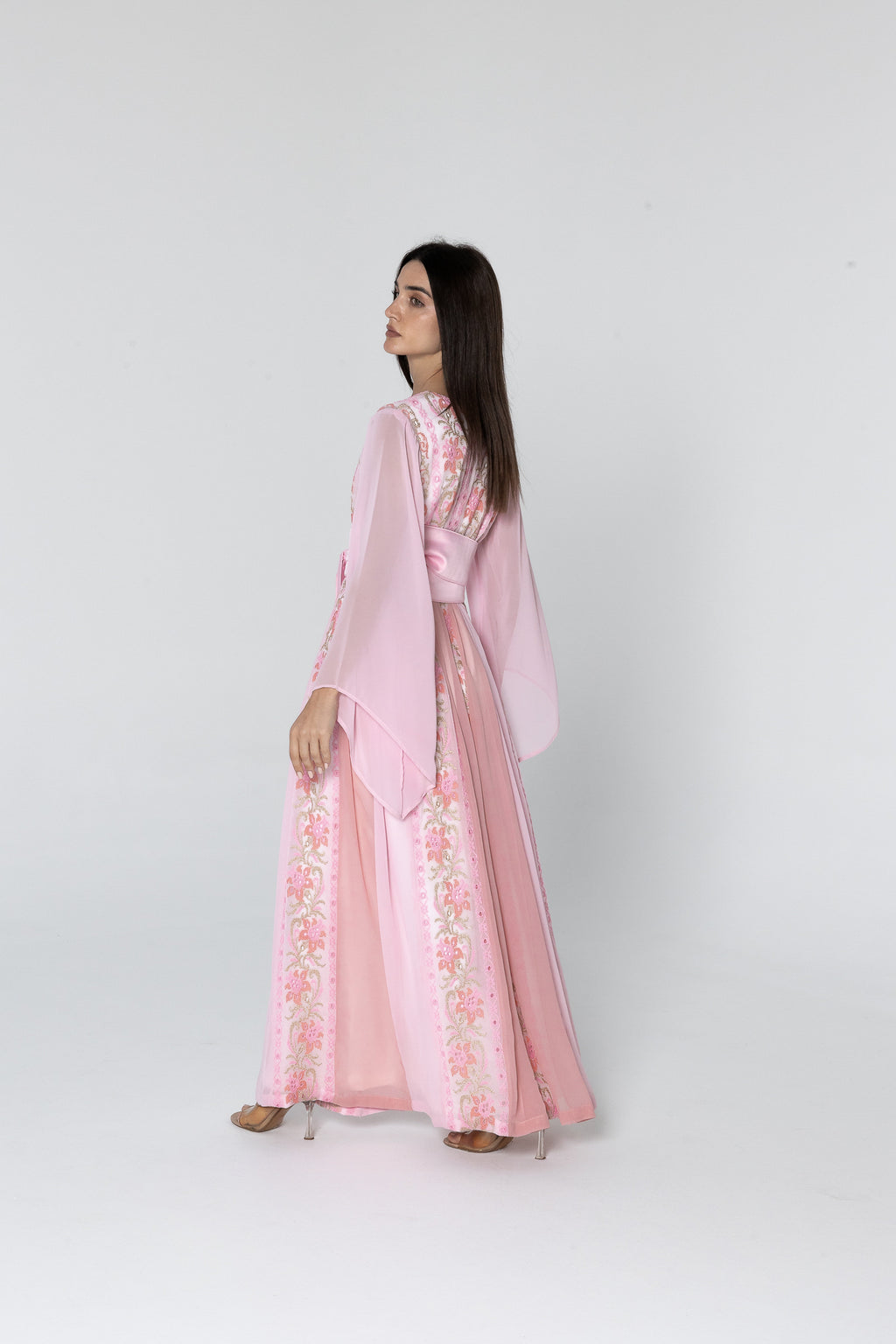 Pink Dress with Floral Embroidery