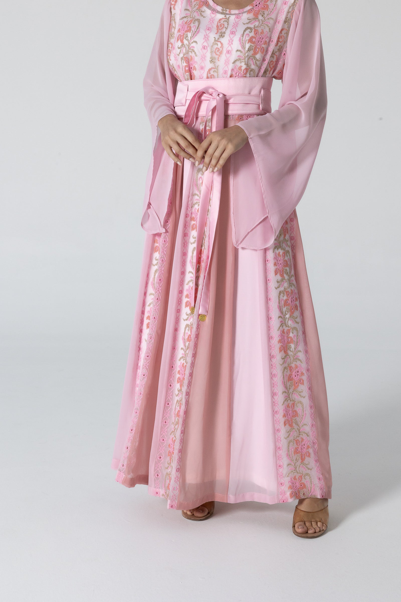 Pink Dress with Floral Embroidery