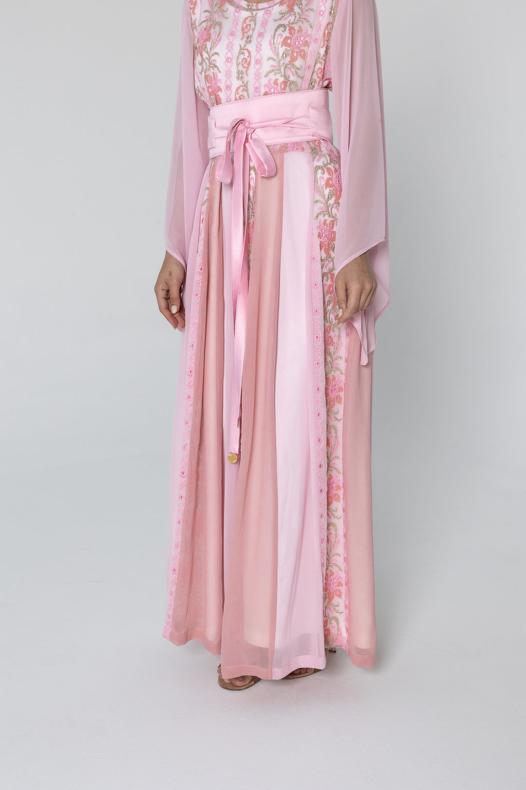 Pink Dress with Floral Embroidery