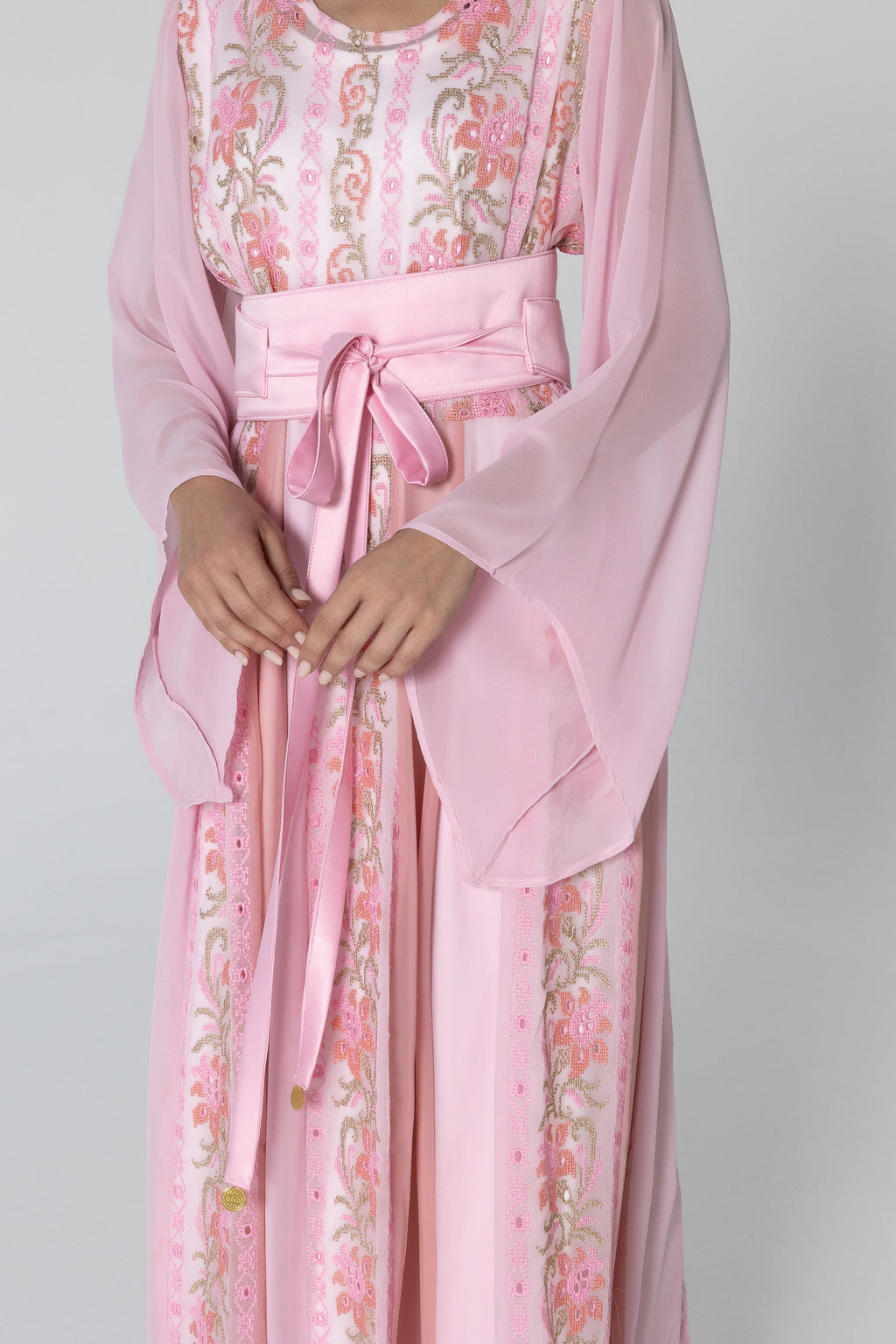 Pink Dress with Floral Embroidery