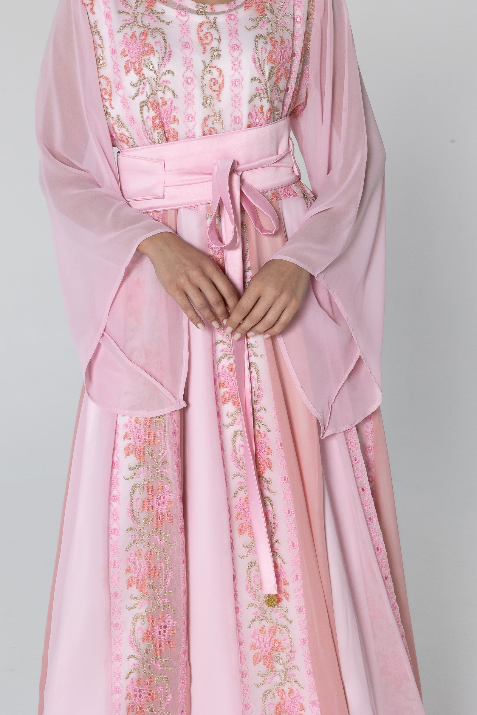 Pink Dress with Floral Embroidery