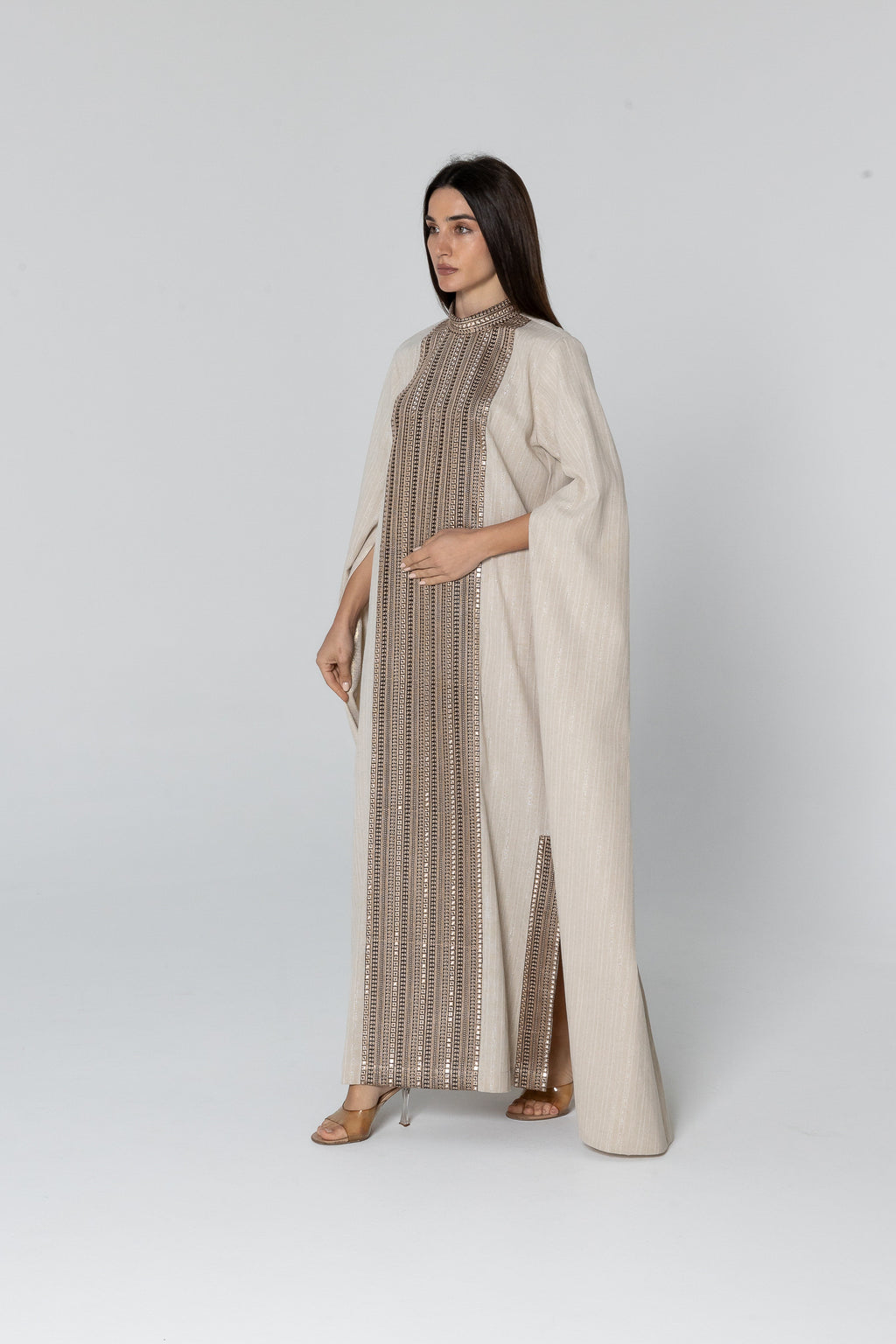 Beige Embellished Kaftan