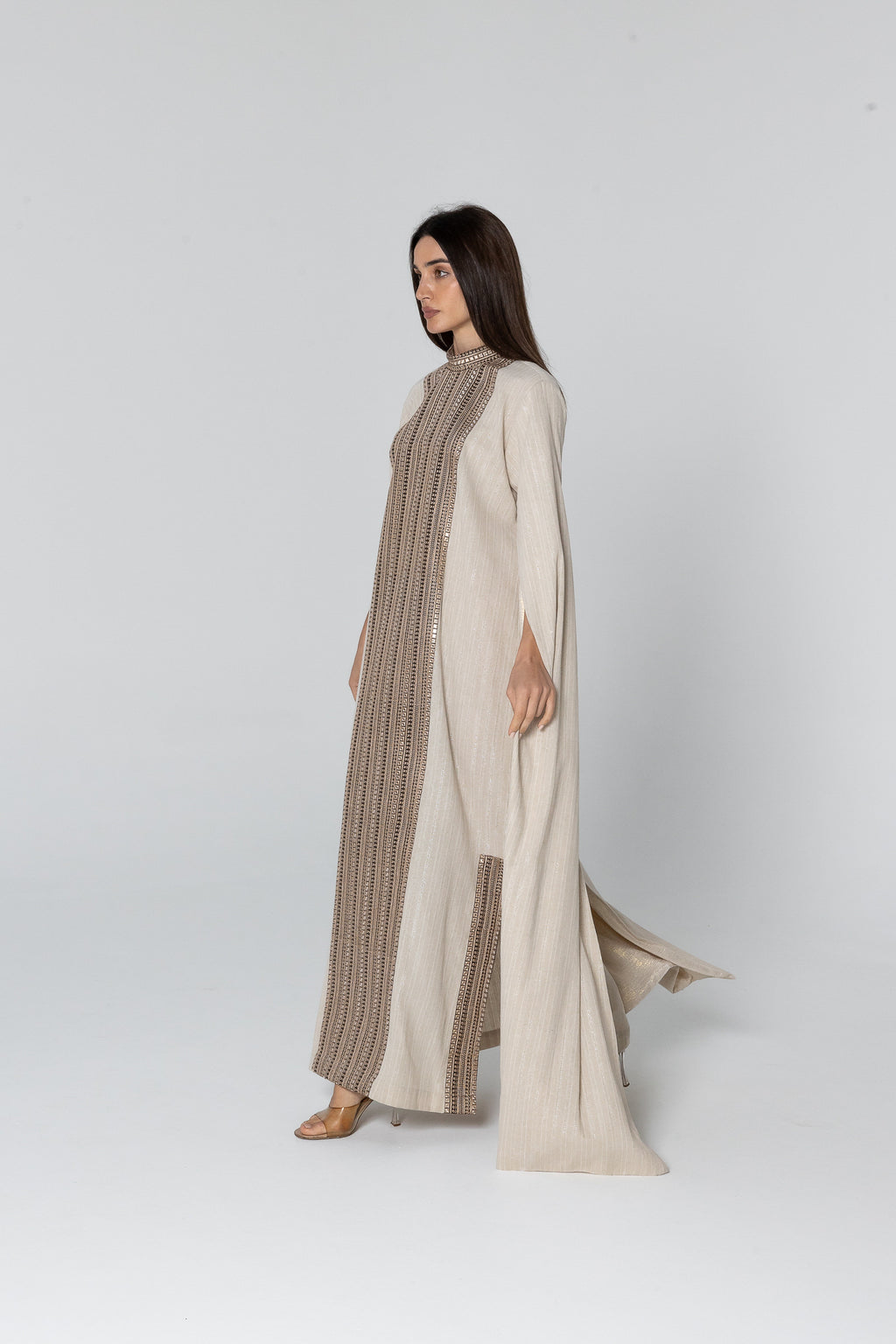 Beige Embellished Kaftan