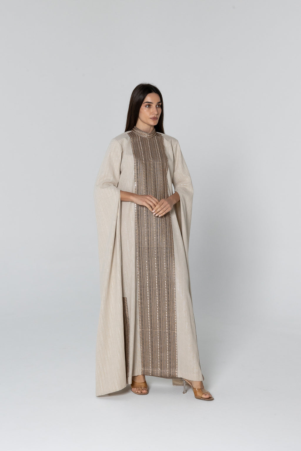 Beige Embellished Kaftan