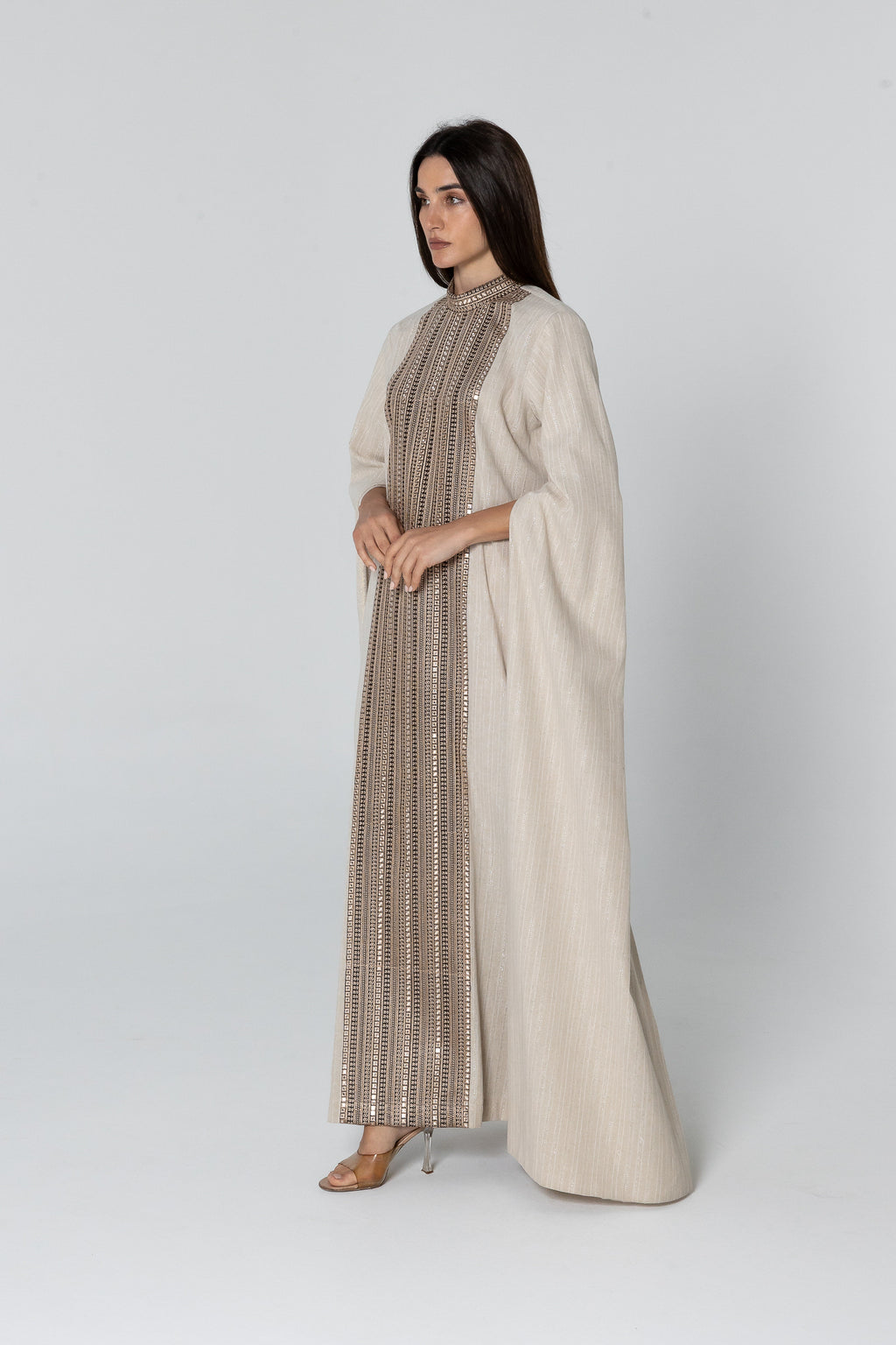 Beige Embellished Kaftan