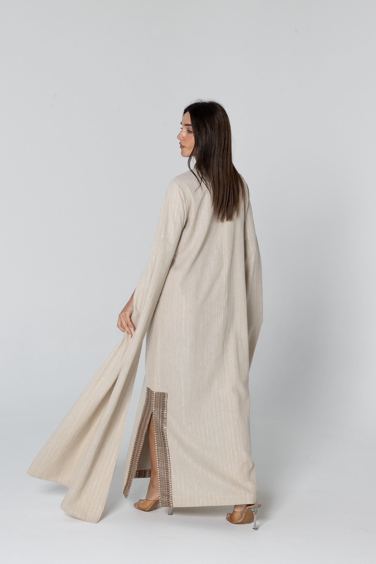 Beige Embellished Kaftan