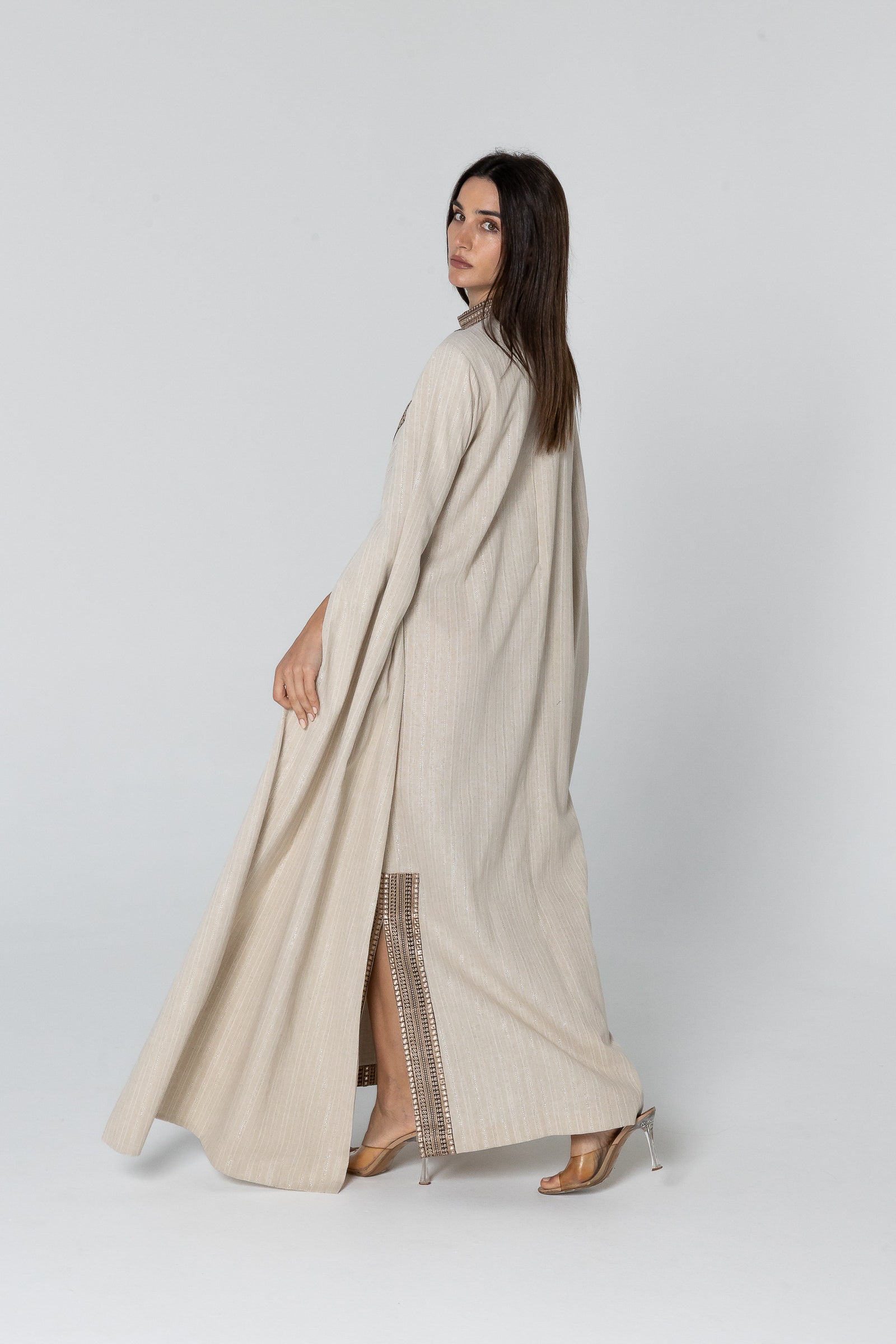 Beige Embellished Kaftan