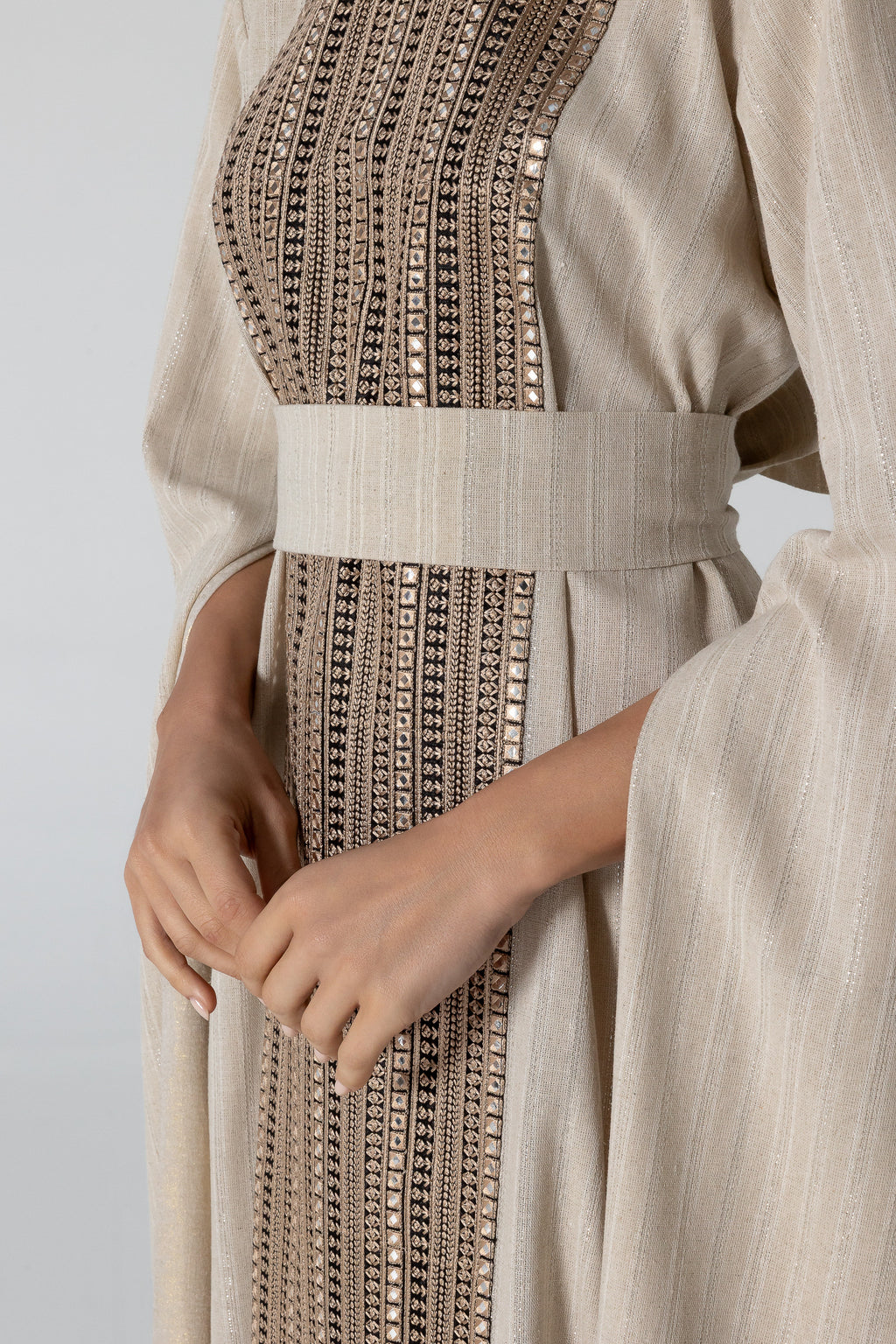 Beige Embellished Kaftan