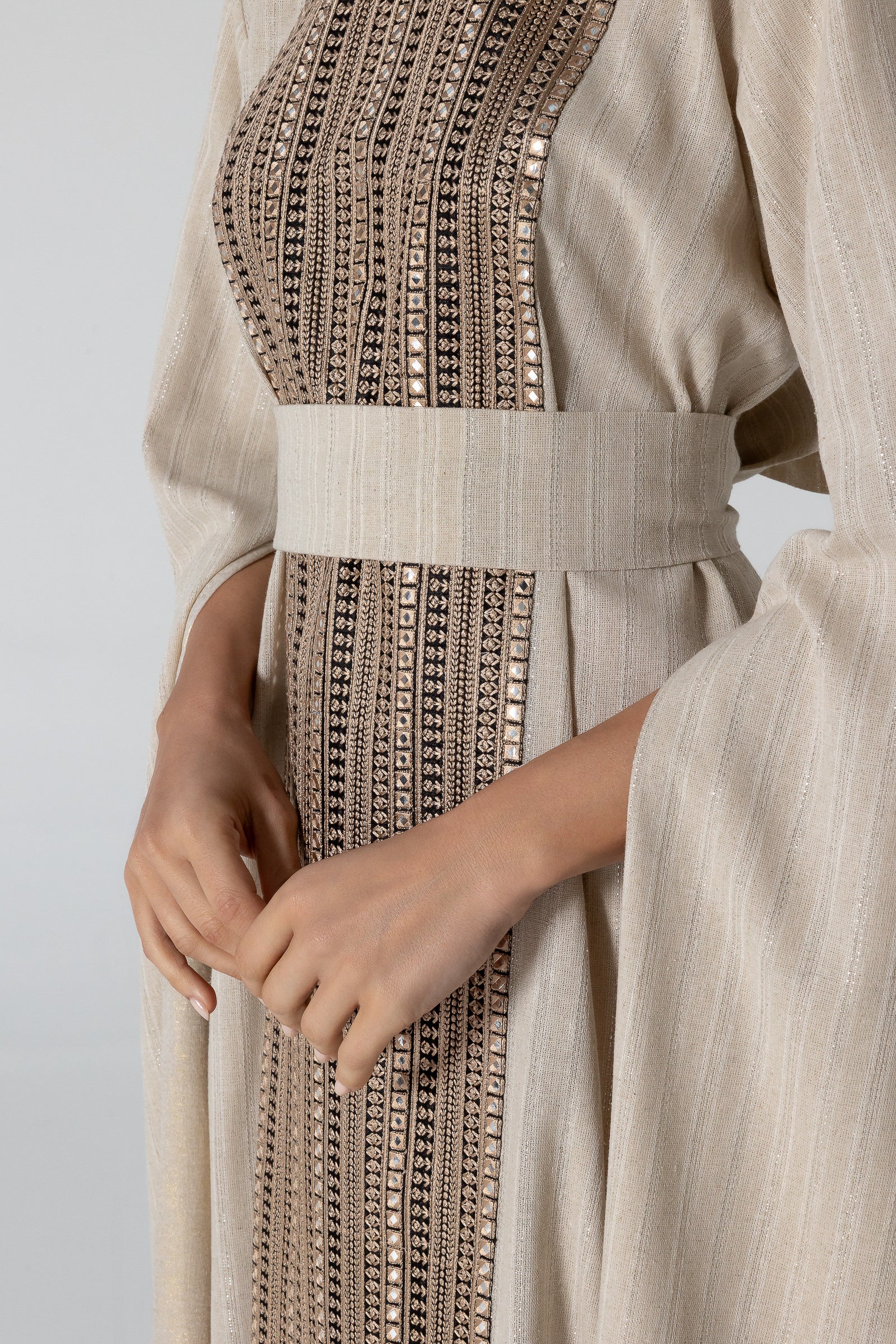 Beige Embellished Kaftan