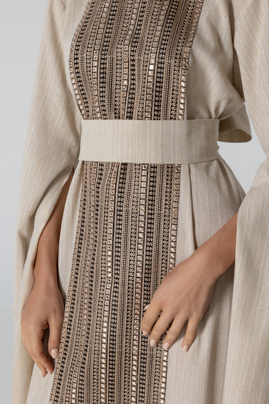 Beige Embellished Kaftan