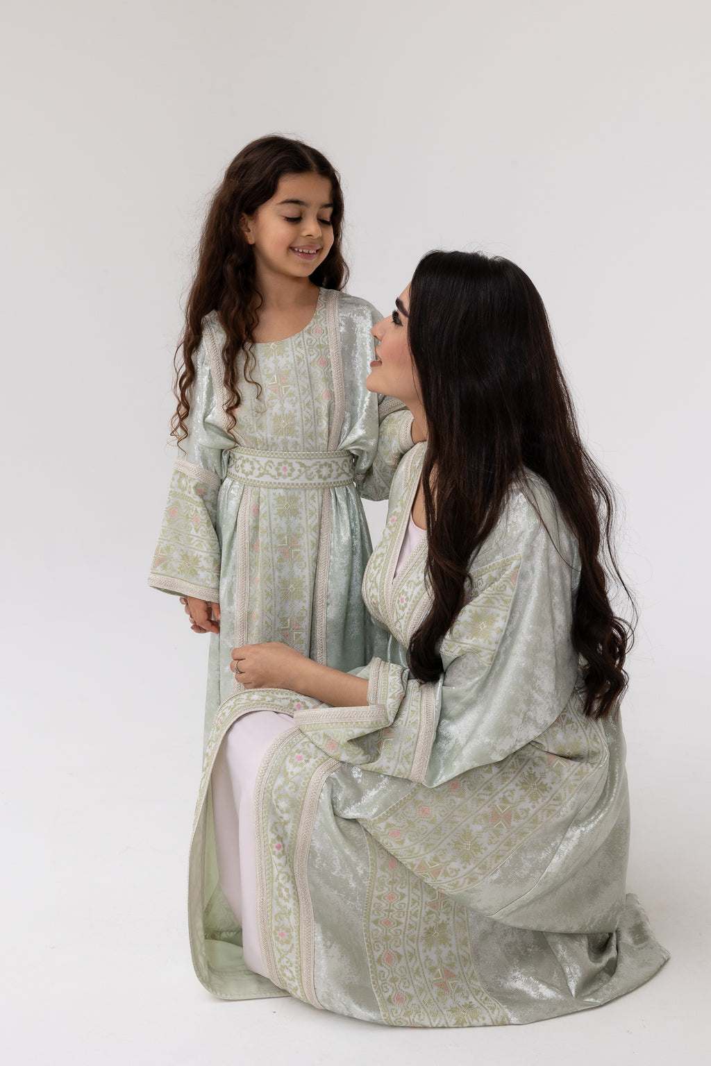 Kids Mint Embroidered Kaftan