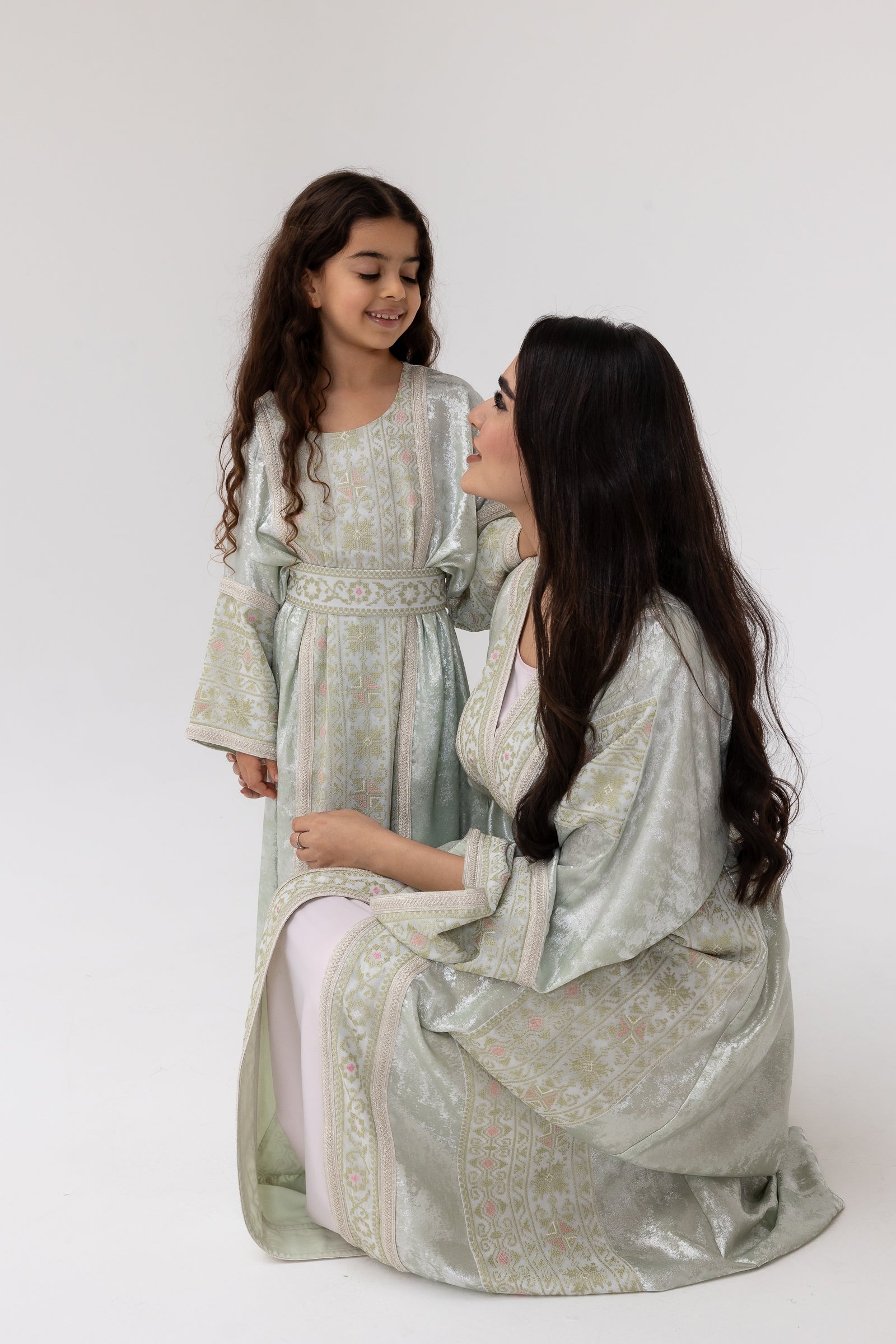 Kids Mint Embroidered Kaftan