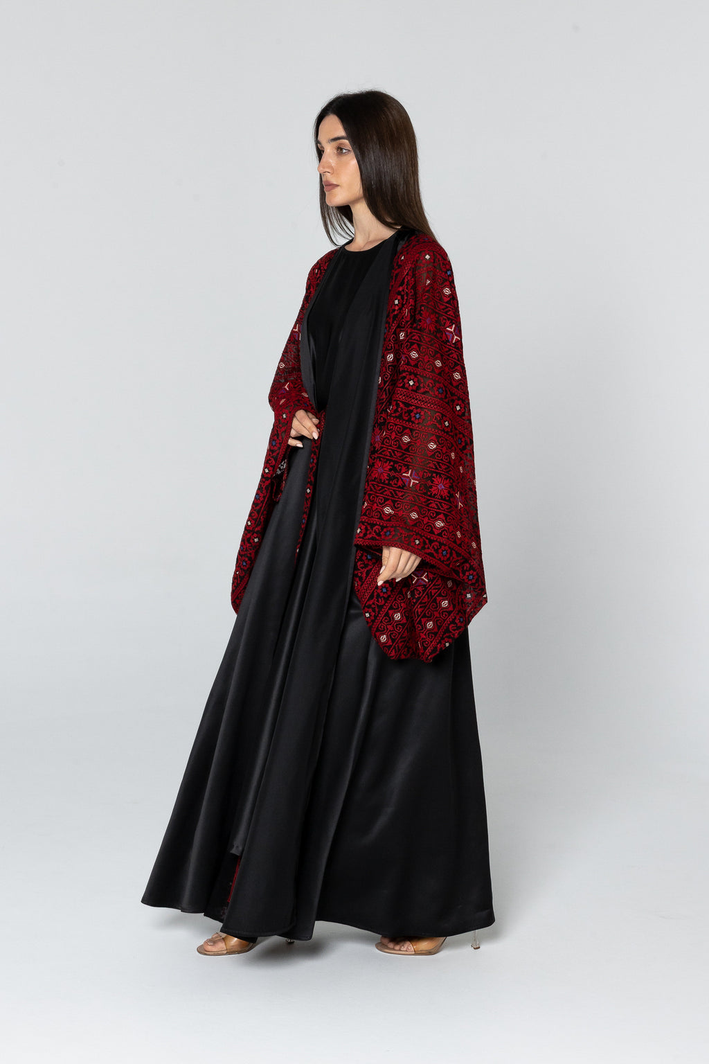 Black Abaya with Wide Embroidered Sleeves