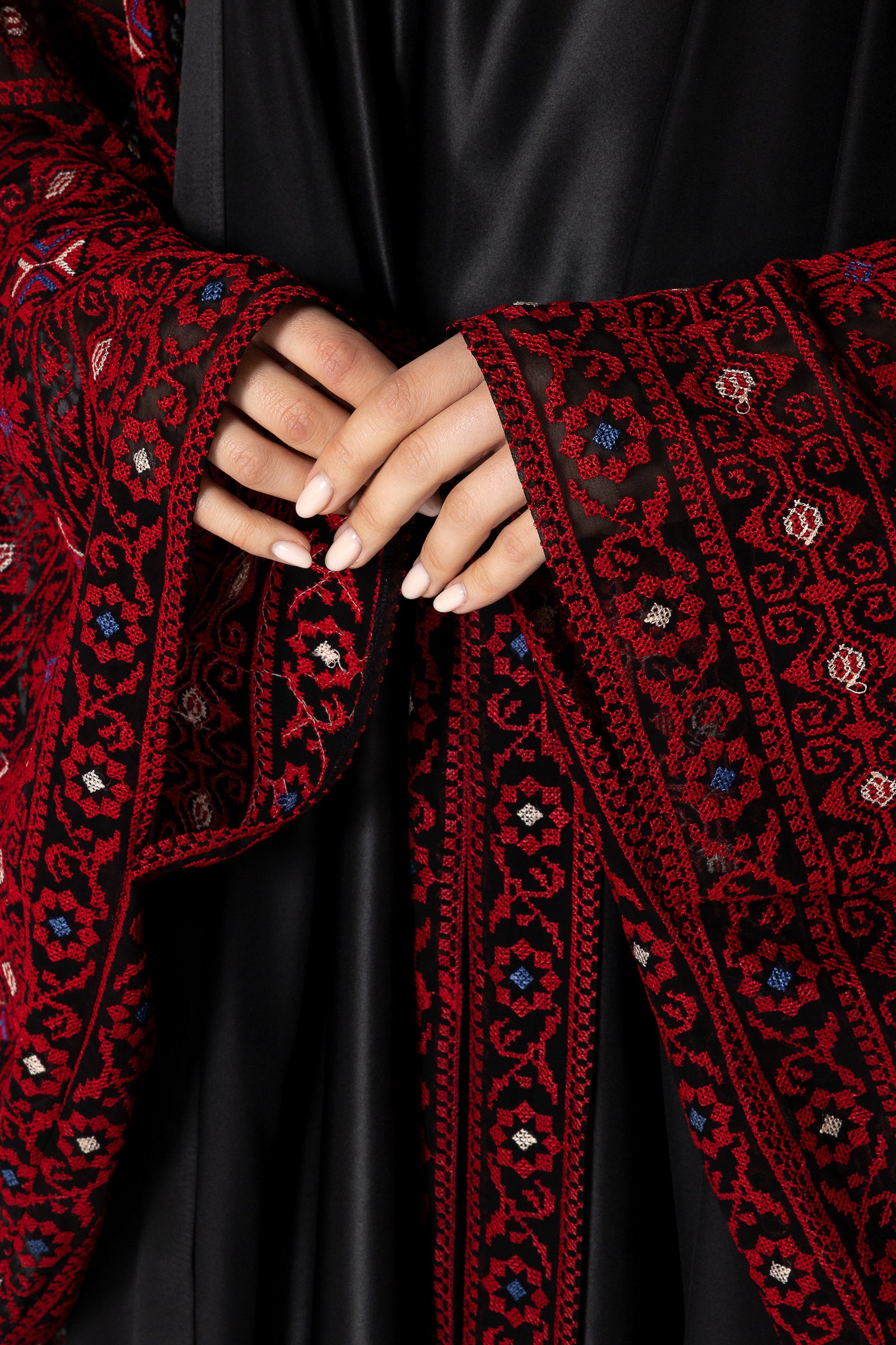 Black Abaya with Wide Embroidered Sleeves