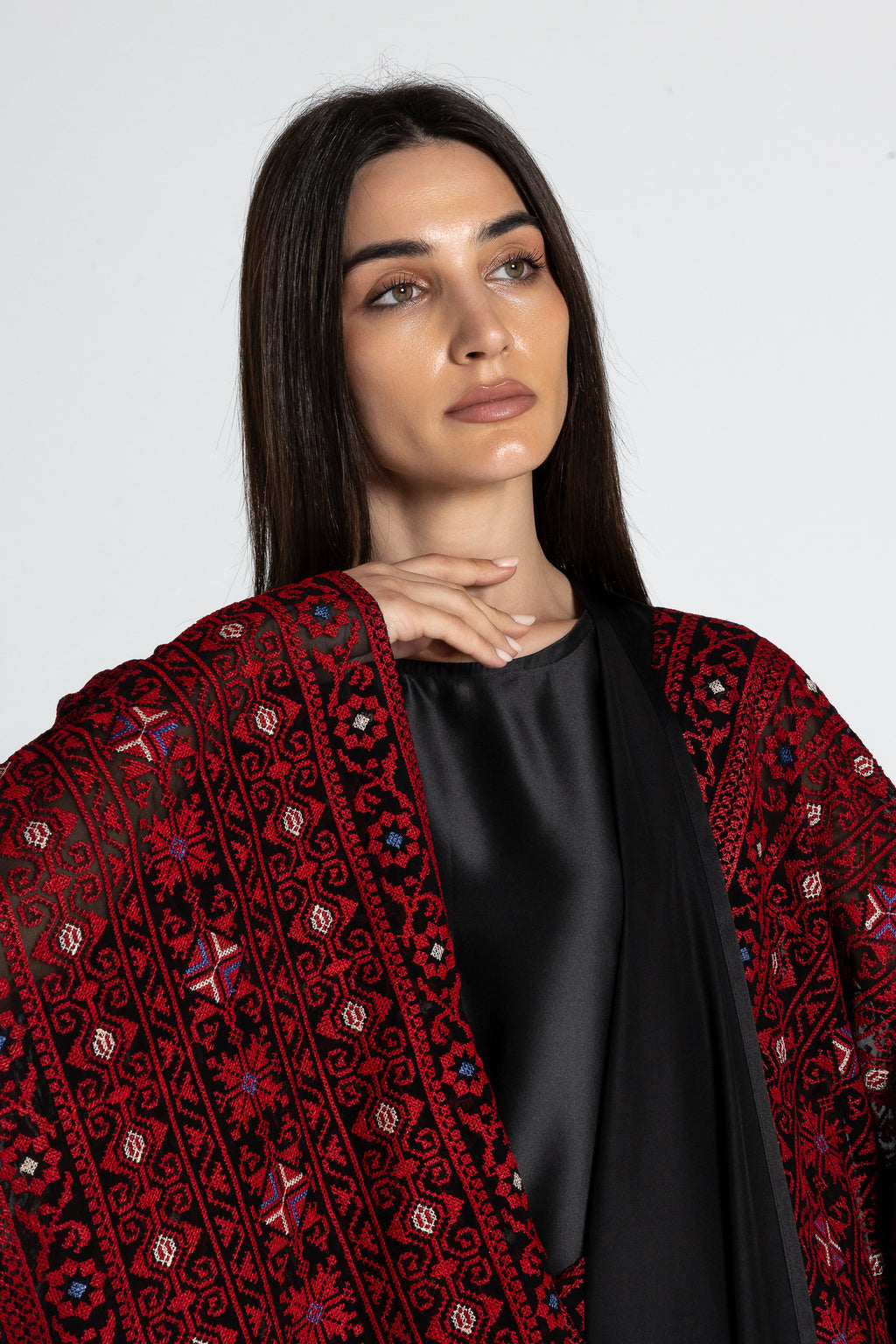 Black Abaya with Wide Embroidered Sleeves