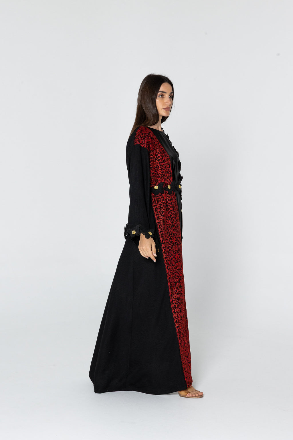 Embroidered Abaya with Butterfly Appliqué