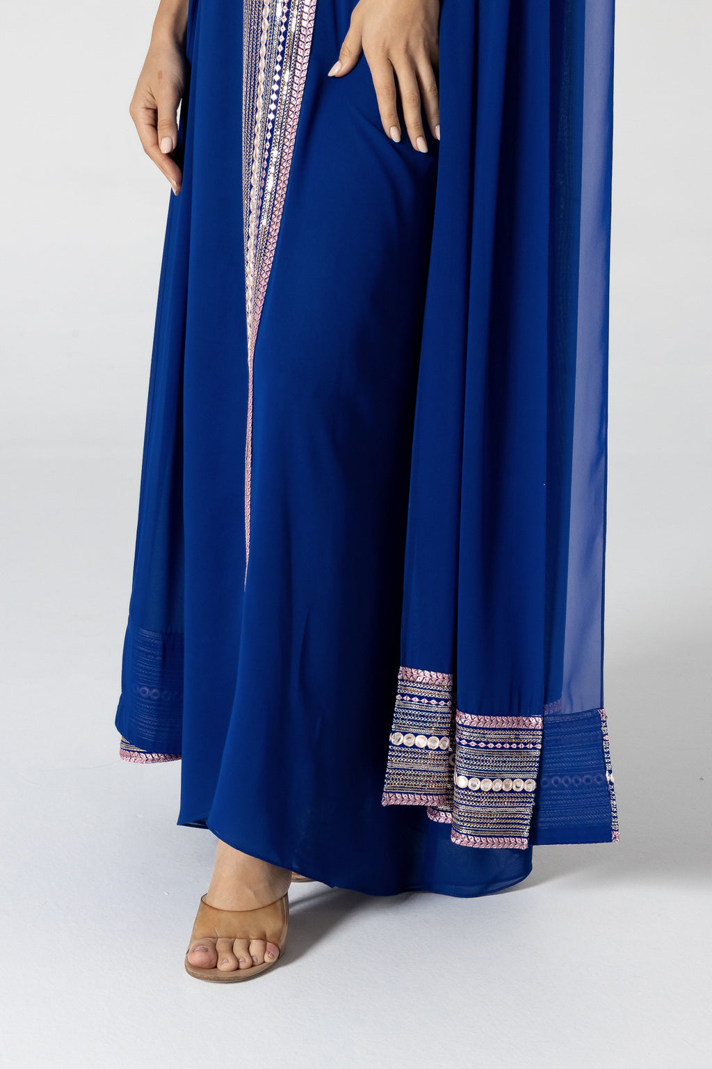 Blue Cape Kaftan with Embellished Details