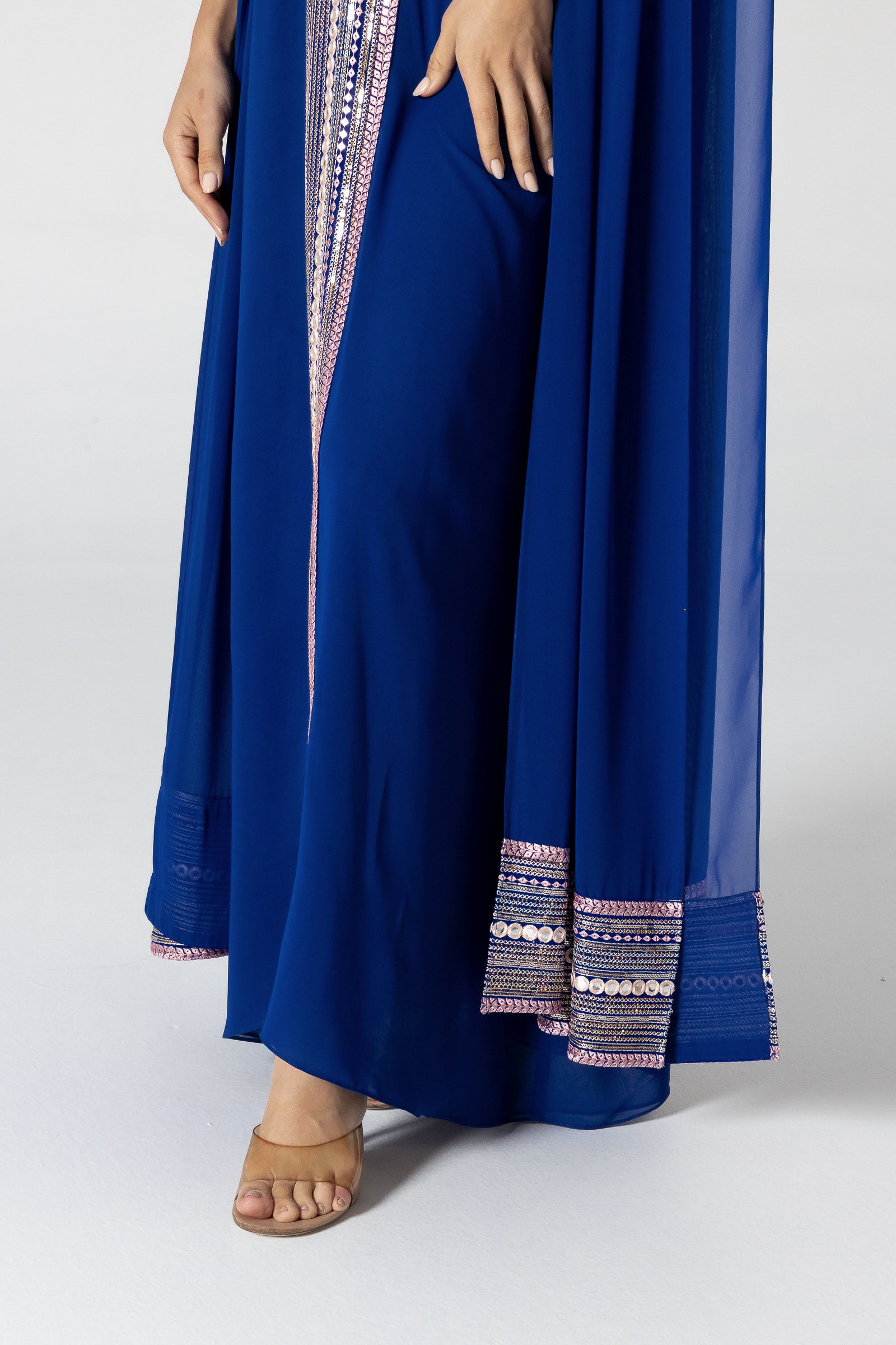 Blue Cape Kaftan with Embellished Details