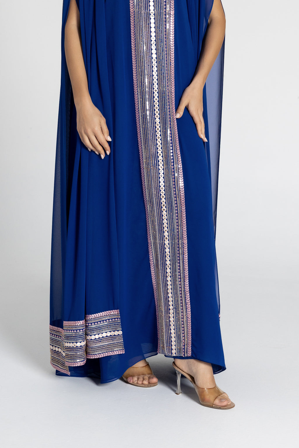 Blue Cape Kaftan with Embellished Details