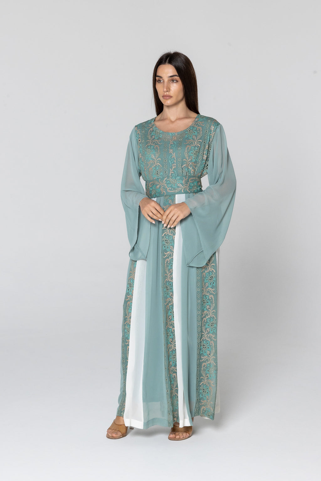 Green Dress with Embroidered Details