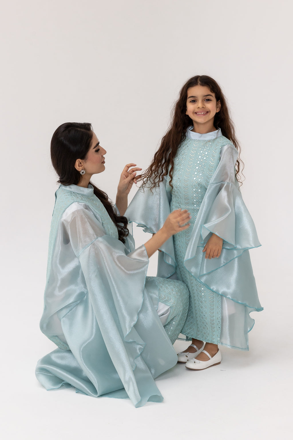 Kids Light Blue Embellished Dress