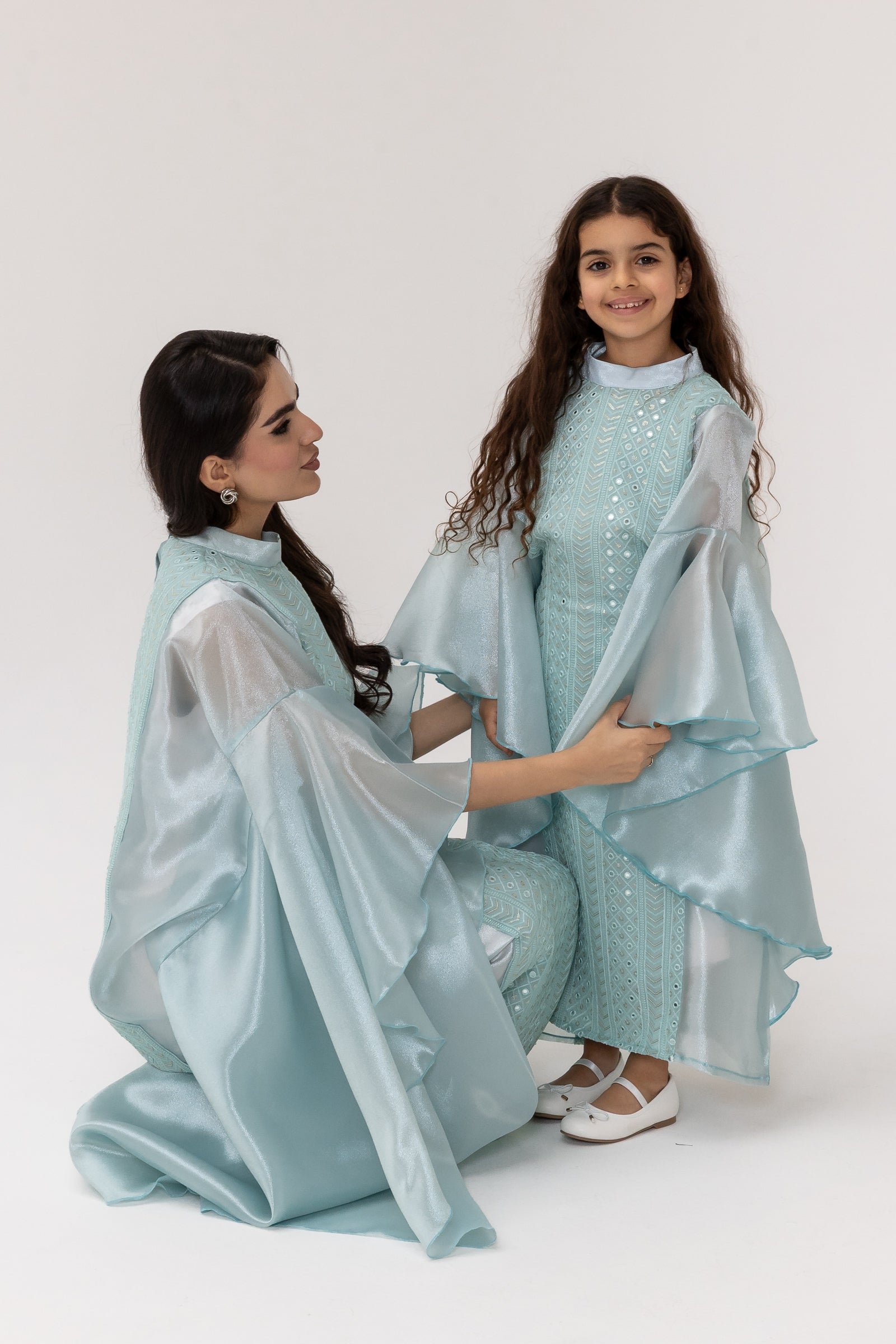 Kids Light Blue Embellished Dress