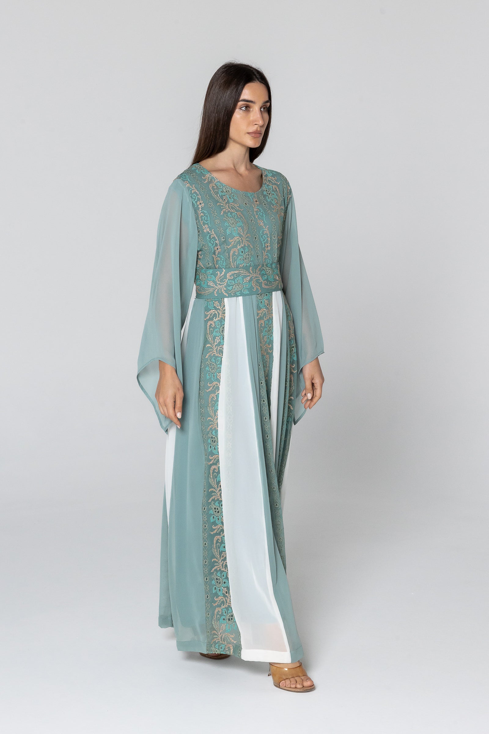 Green Dress with Embroidered Details