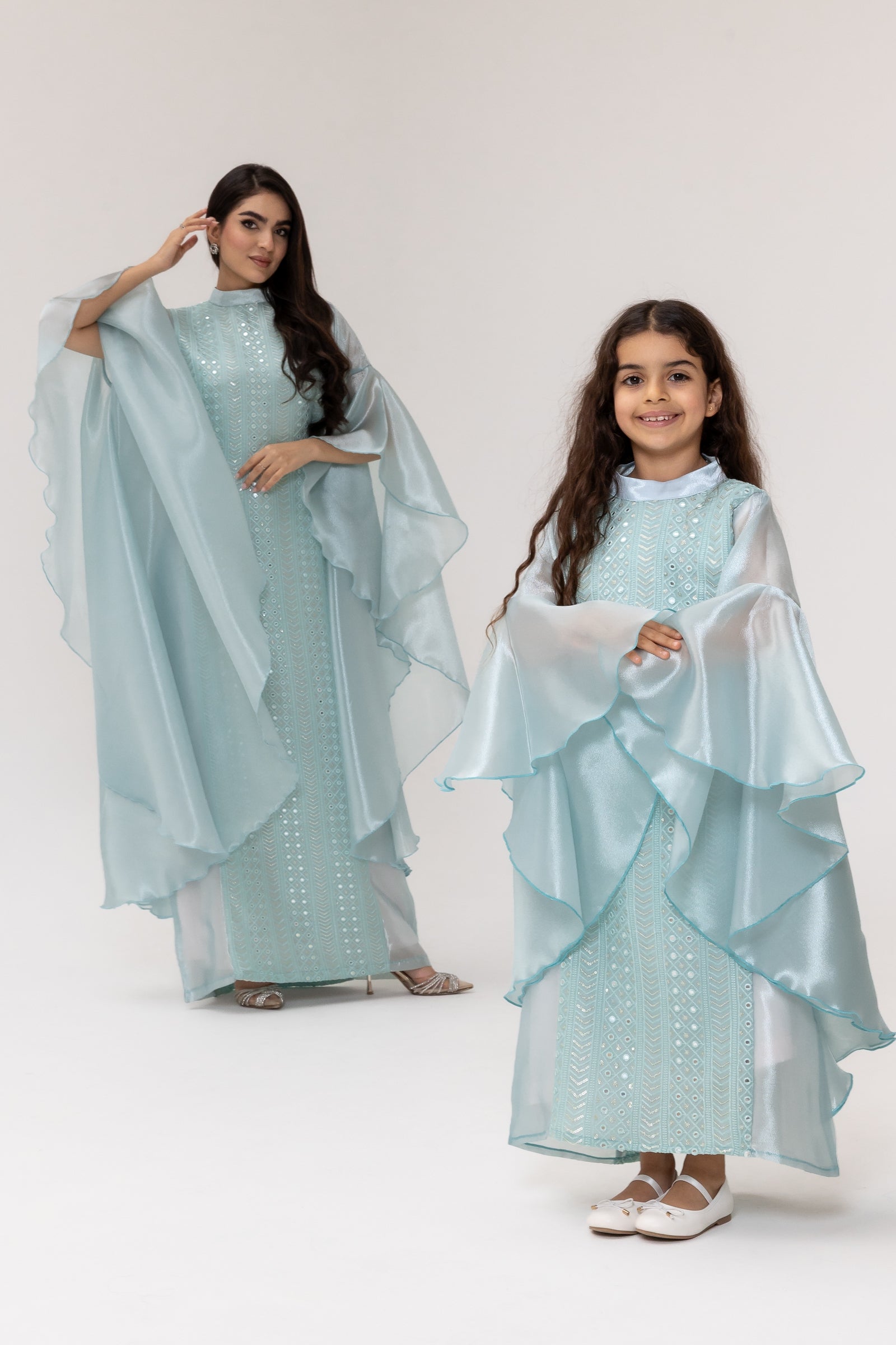Kids Light Blue Embellished Dress