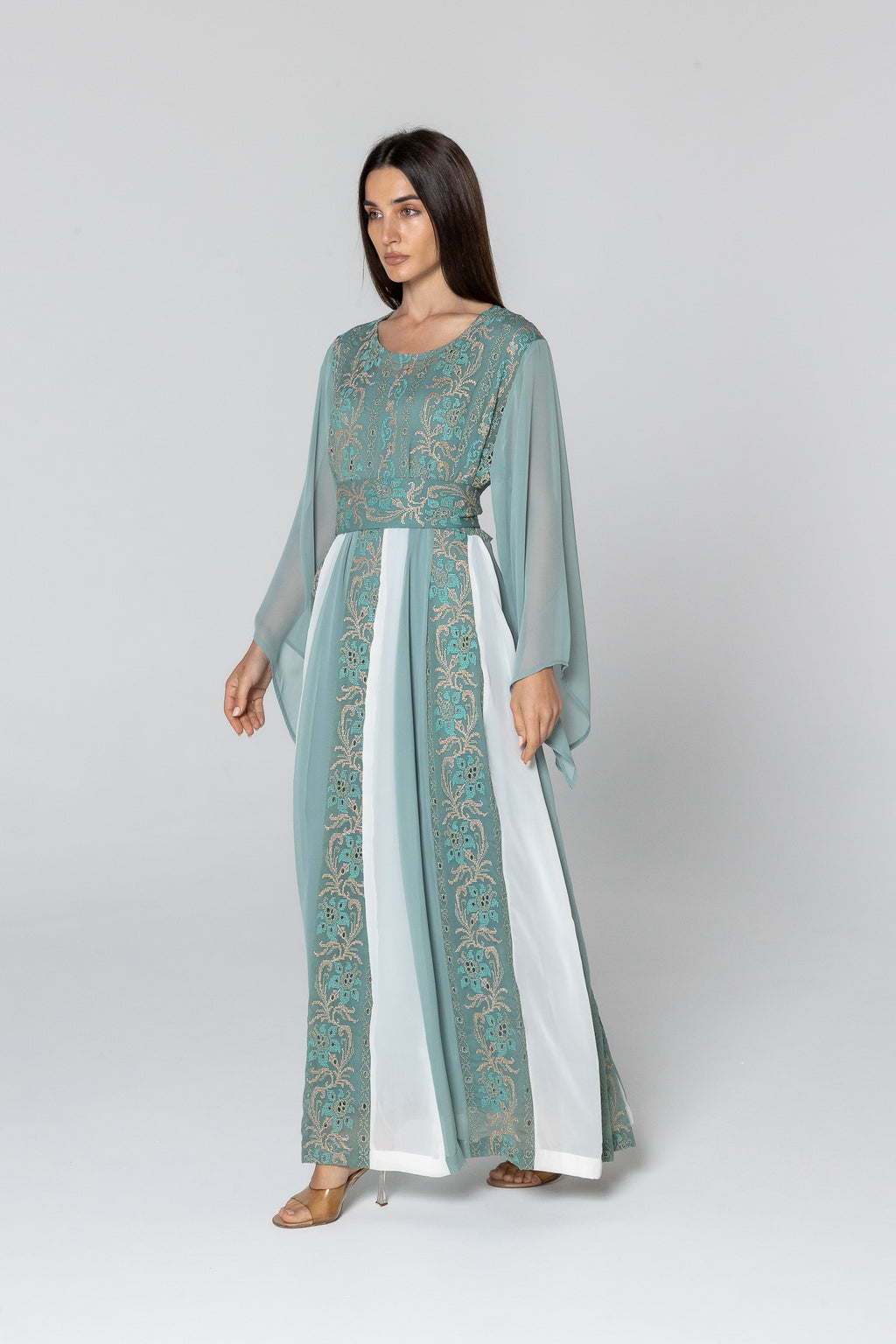 Green Dress with Embroidered Details