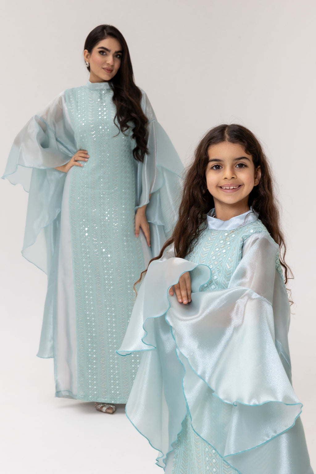 Kids Light Blue Embellished Dress