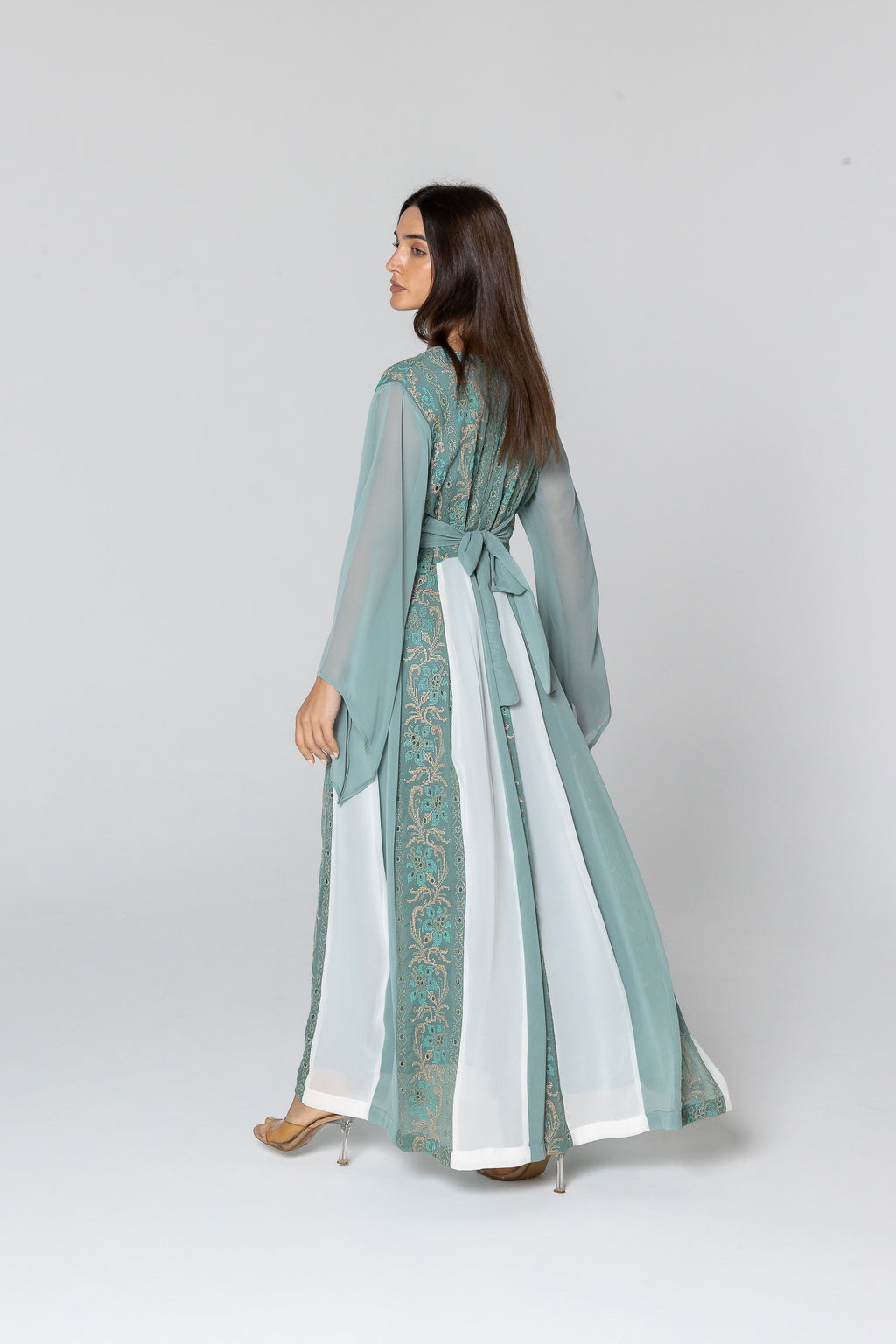 Green Dress with Embroidered Details