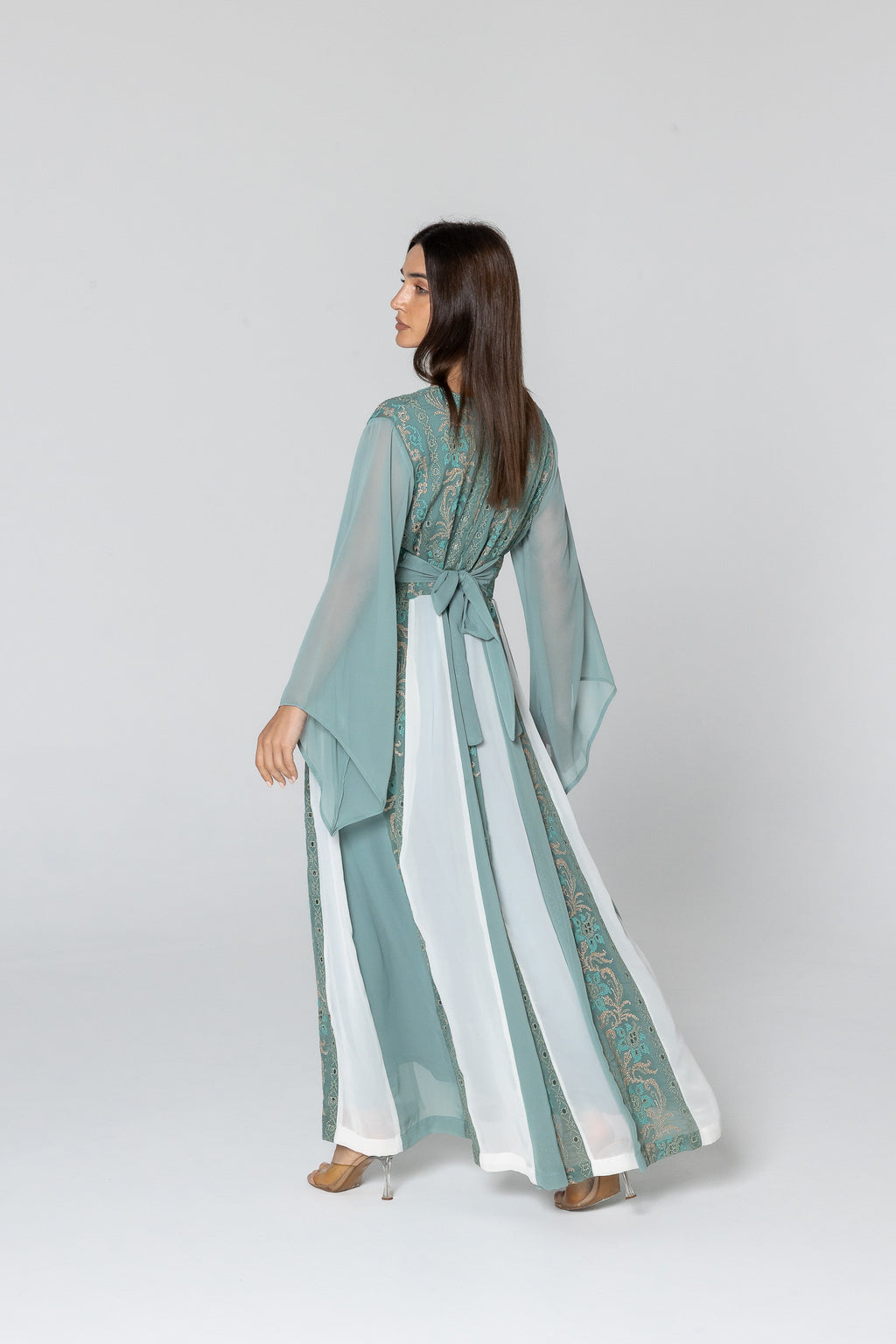 Green Dress with Embroidered Details