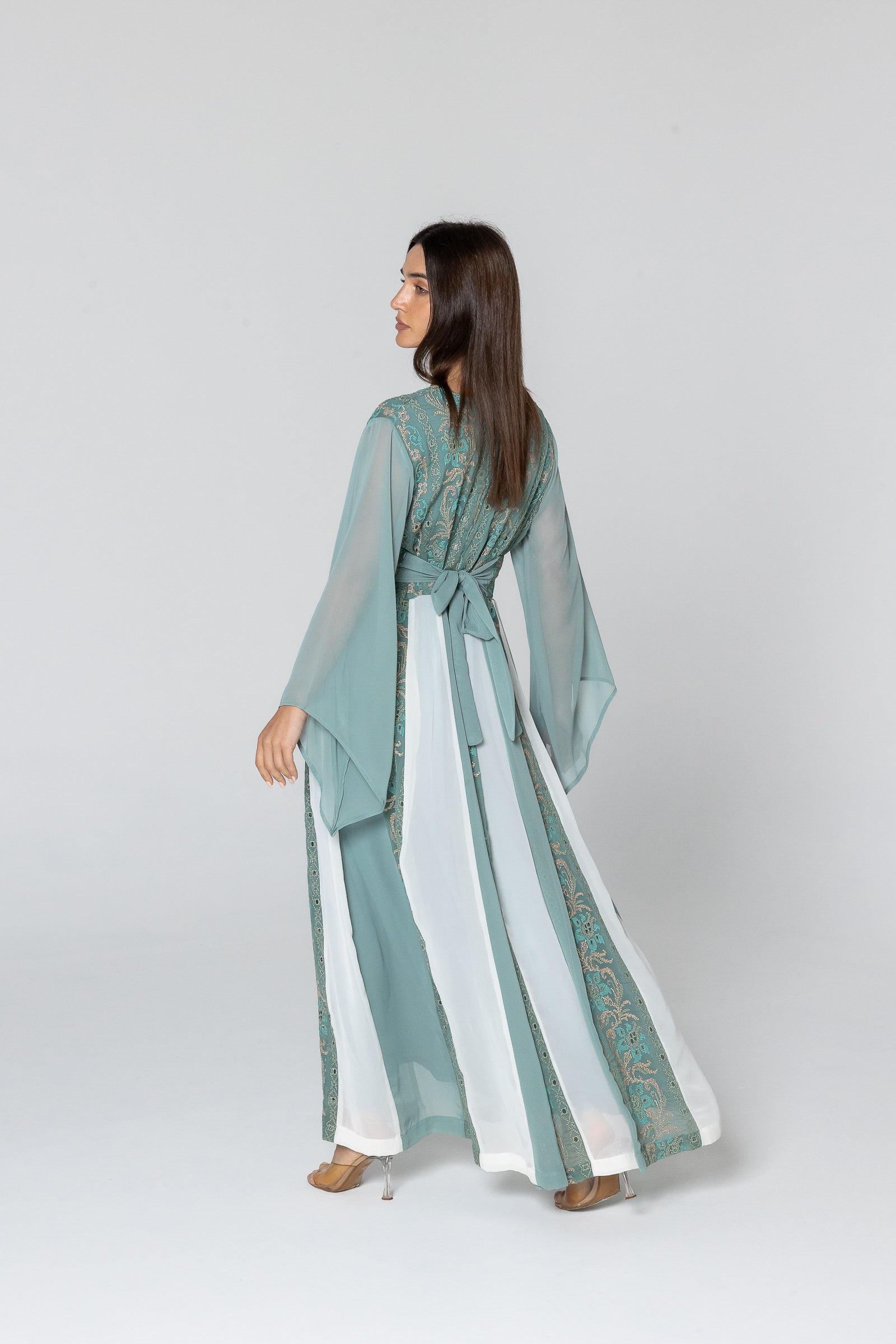 Green Dress with Embroidered Details