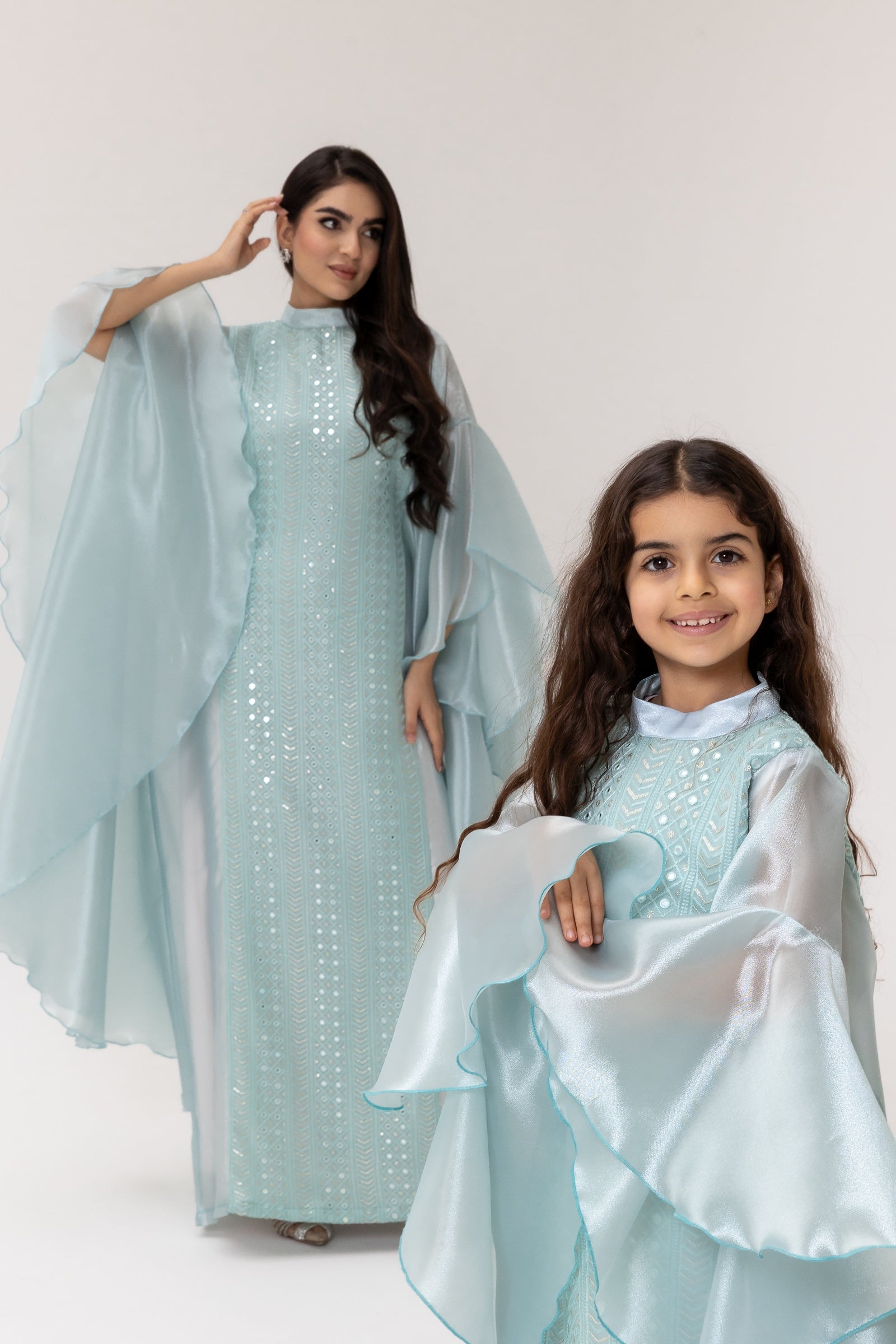Kids Light Blue Embellished Dress