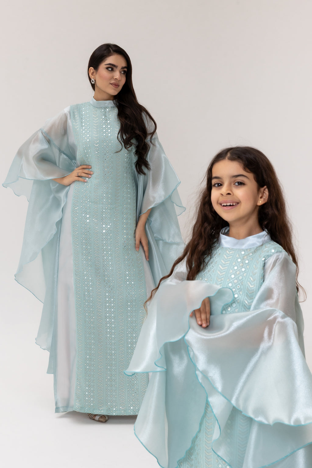 Kids Light Blue Embellished Dress