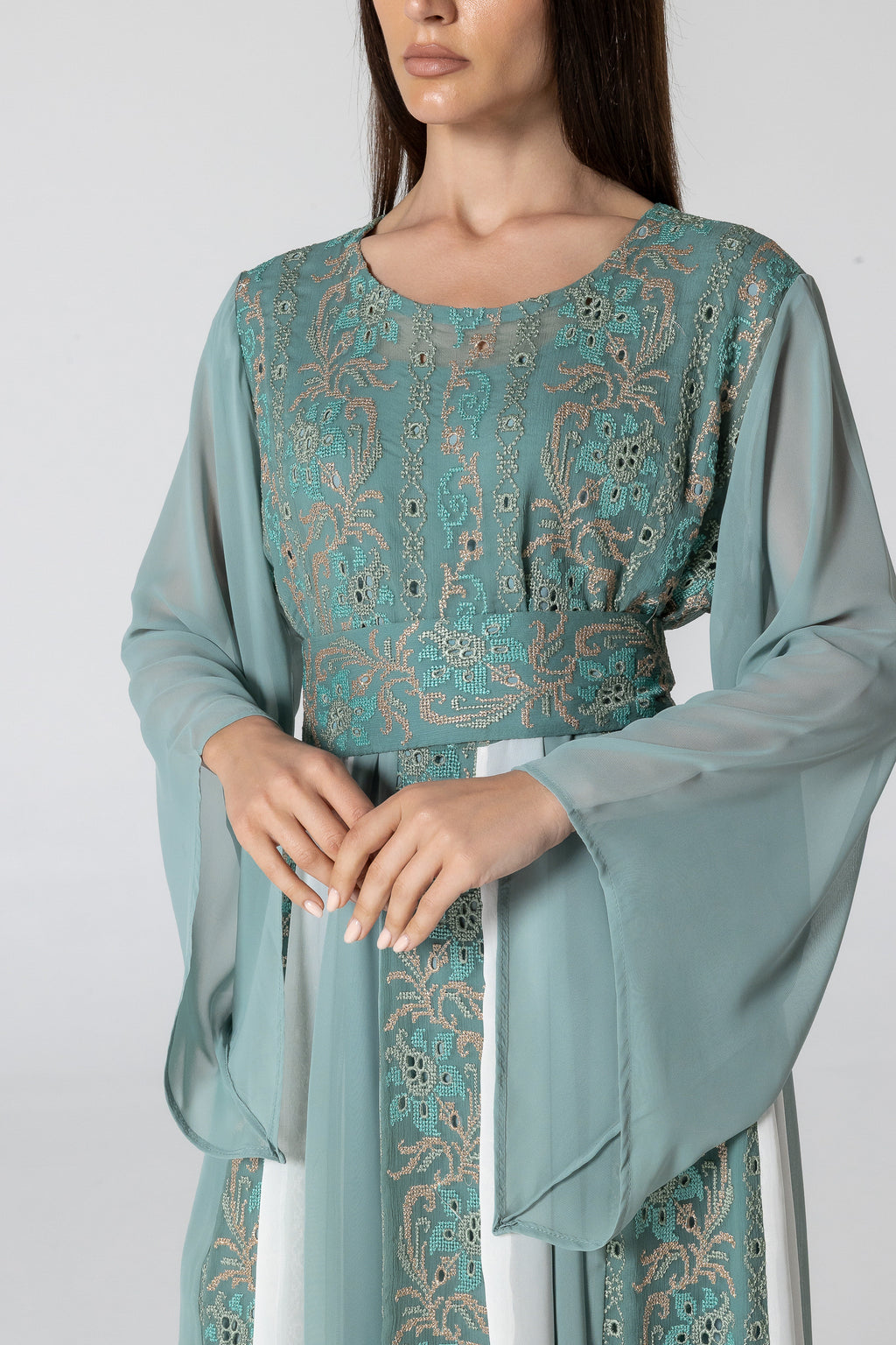 Green Dress with Embroidered Details