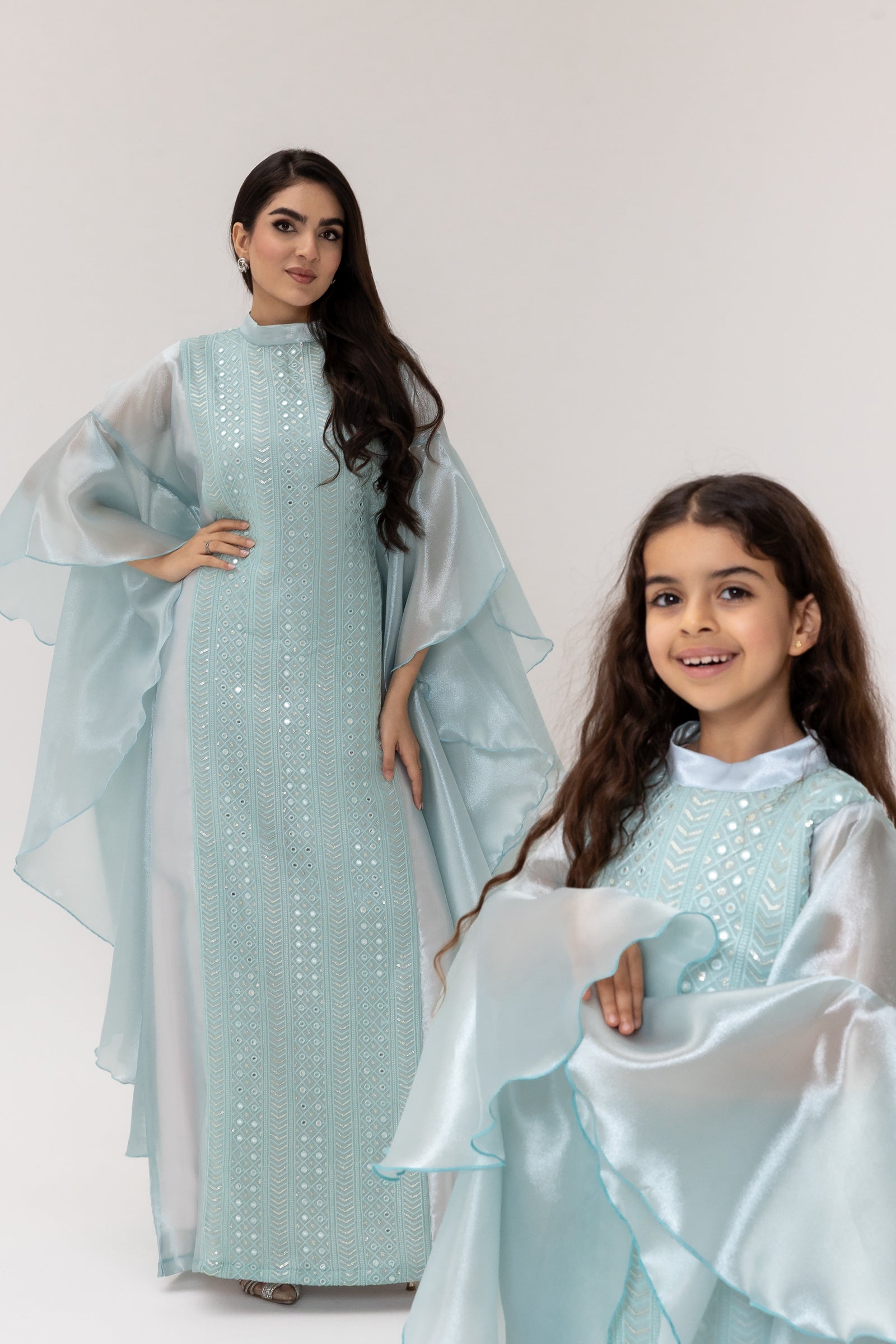 Kids Light Blue Embellished Dress
