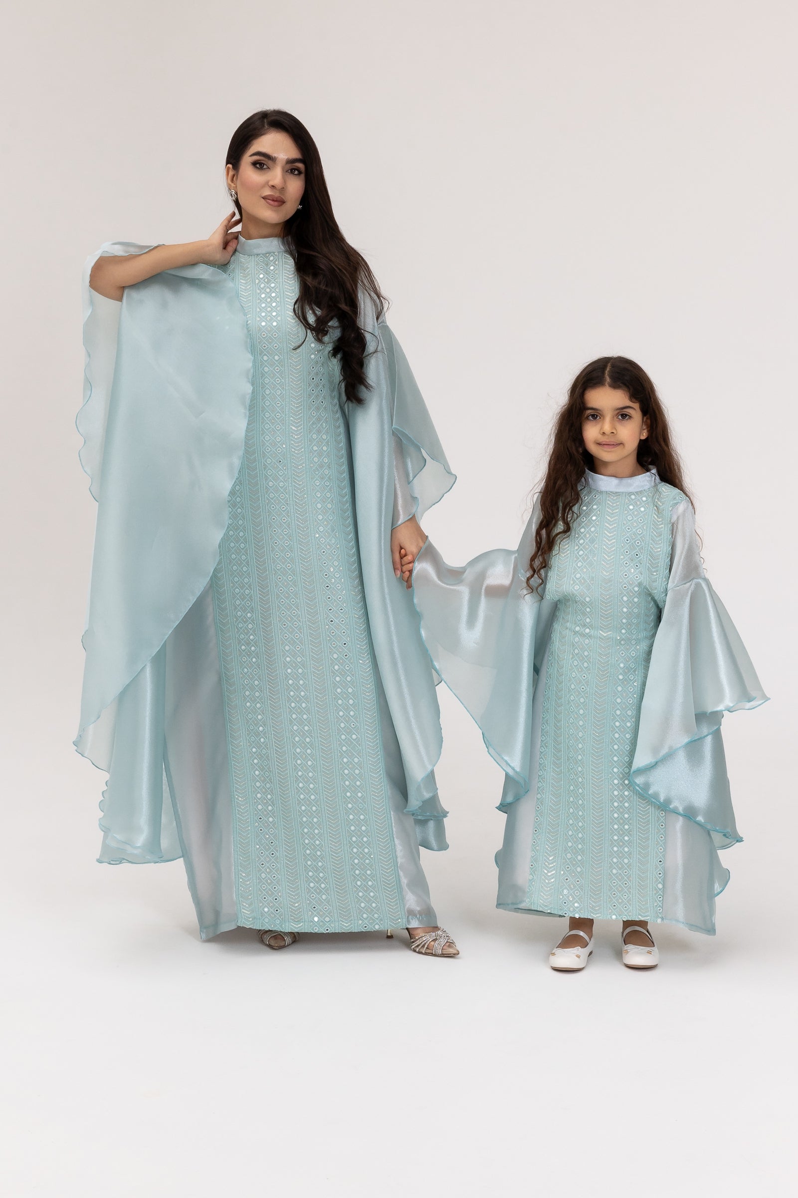 Kids Light Blue Embellished Dress